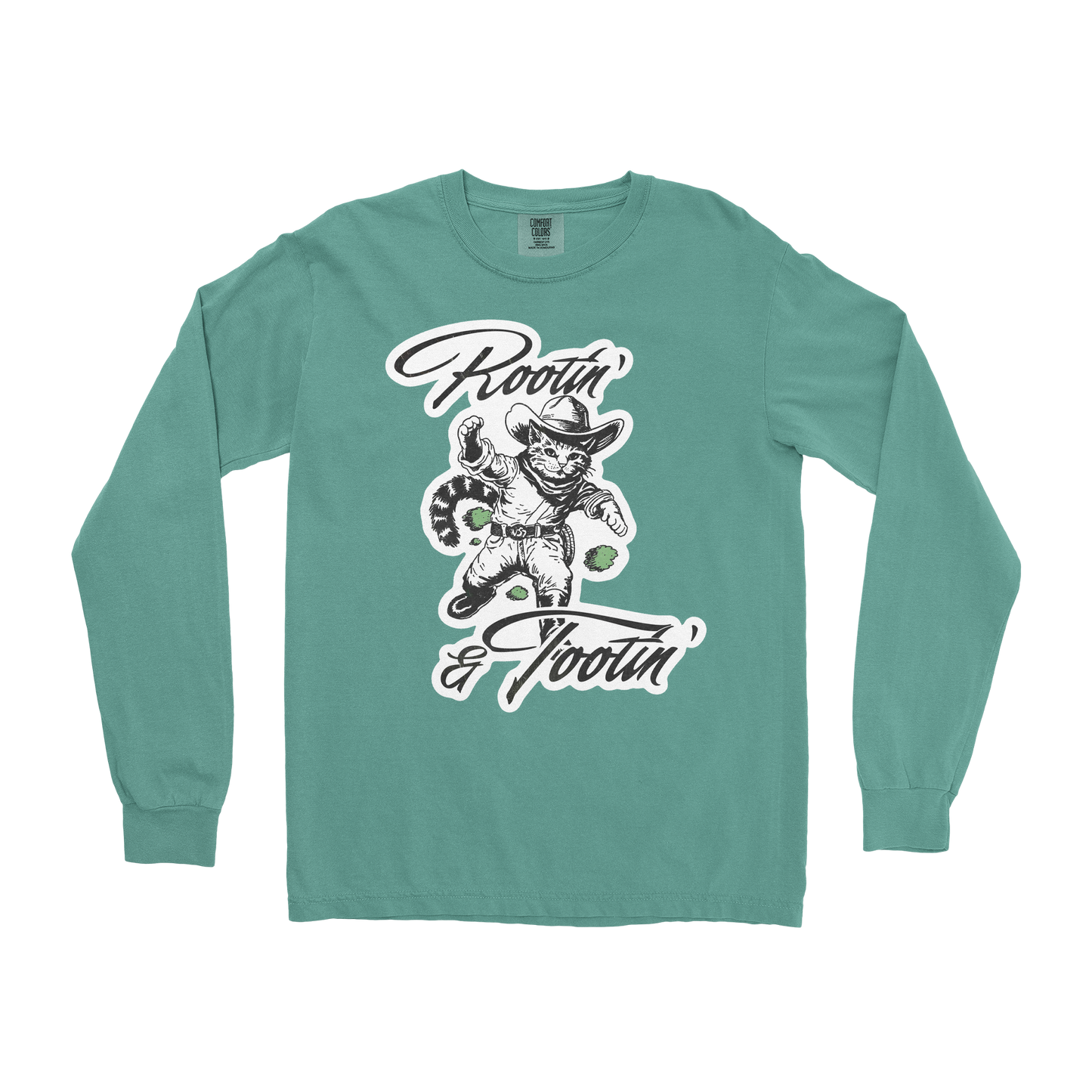 Comfort Colors Long Sleeve Rootin Tootin  in Light-Green