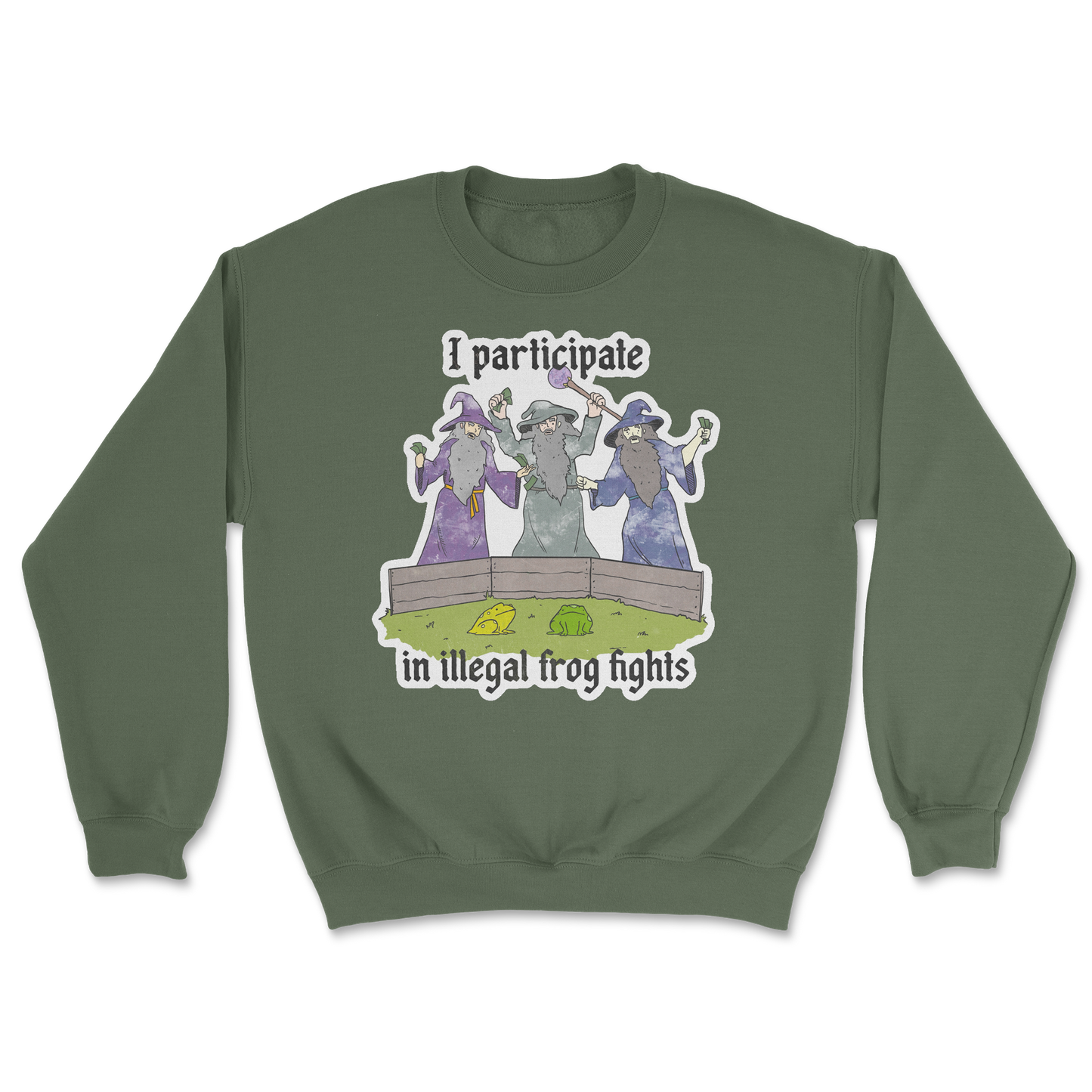 The Nice Shirt Crew Neck Wizard Activities  in Military-Green