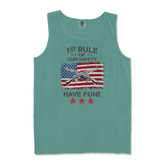 Comfort Colors Tank Top 1st Rule of Gun Safety in LightGreen