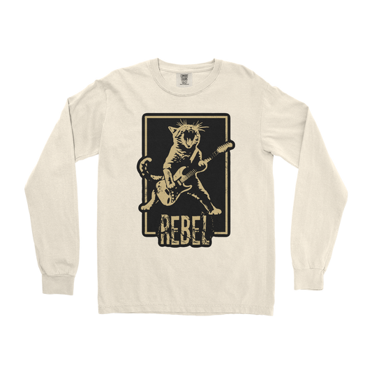 Comfort Colors Long Sleeve Rebel Kitty in Ivory