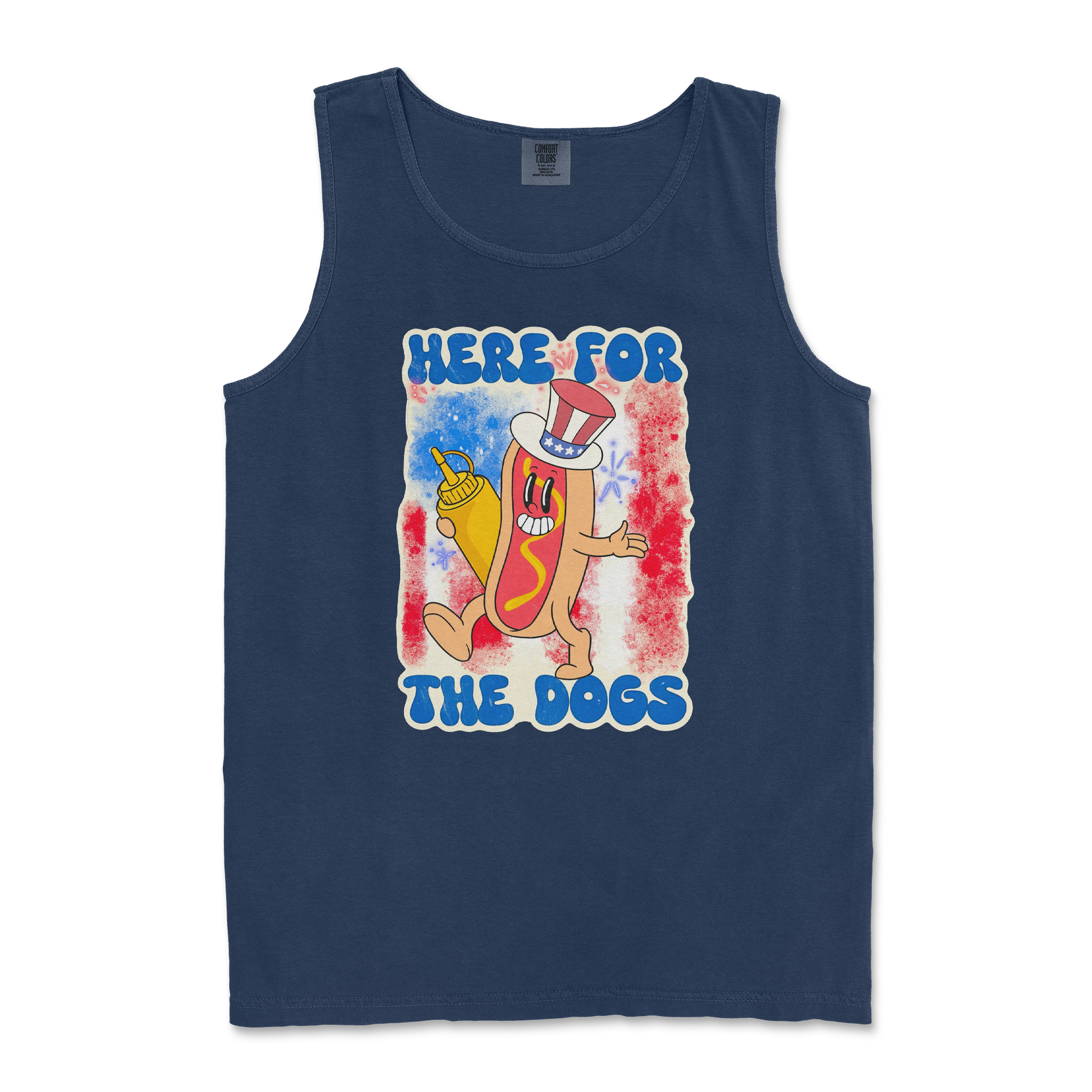 Comfort Colors Tank Top Hot Dog in True Navy