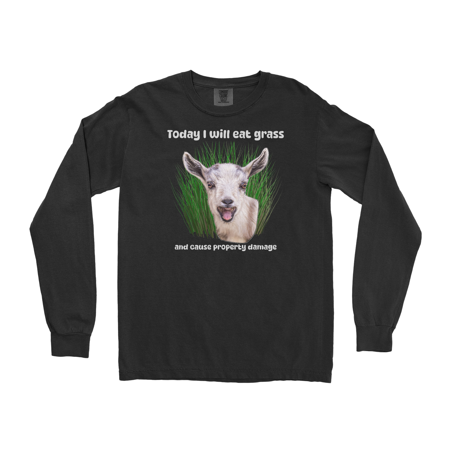 Comfort Colors Long Sleeve Crazy Goat  in Black