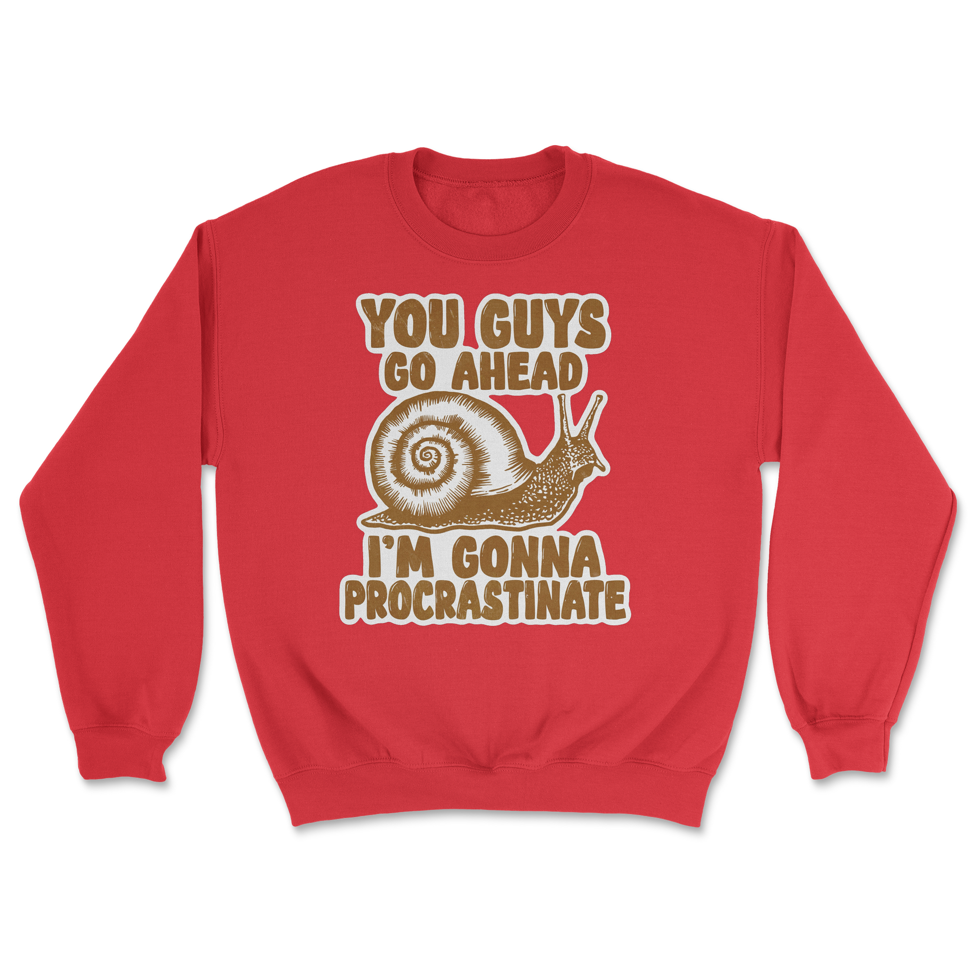 The Nice Shirt Crew Neck Procrastinating Snail  in Red