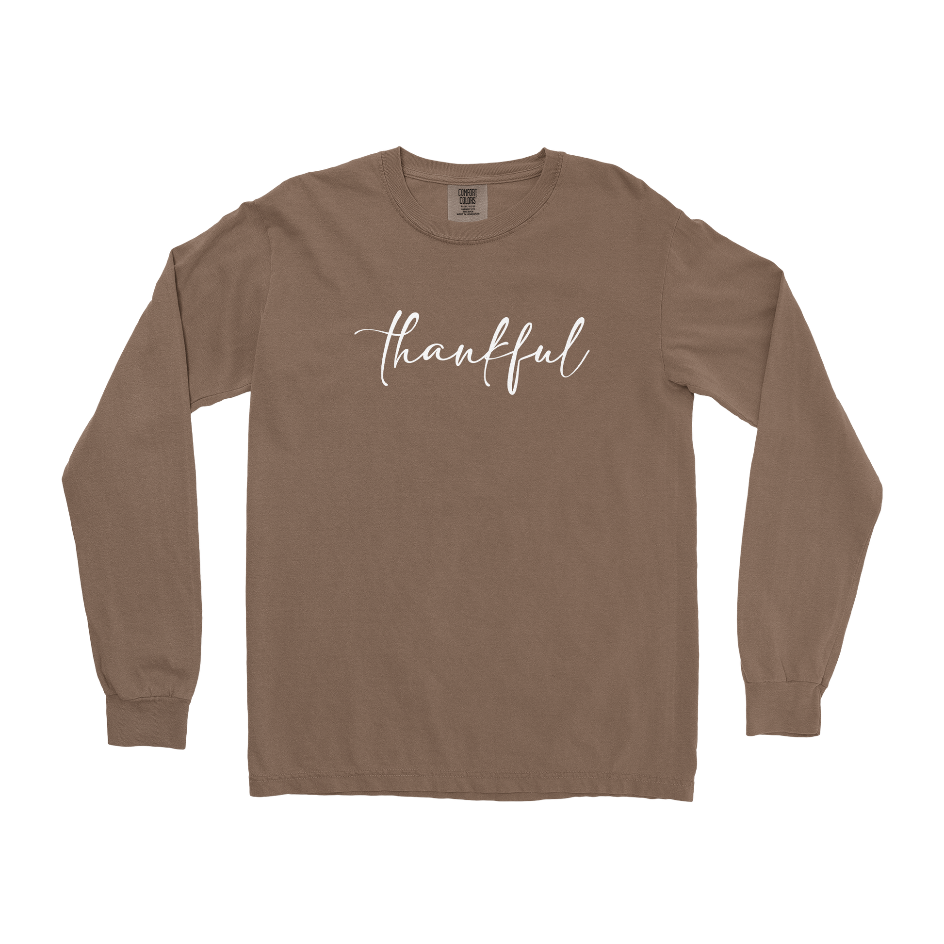 Comfort Colors Long Sleeve Thankful  in Espresso