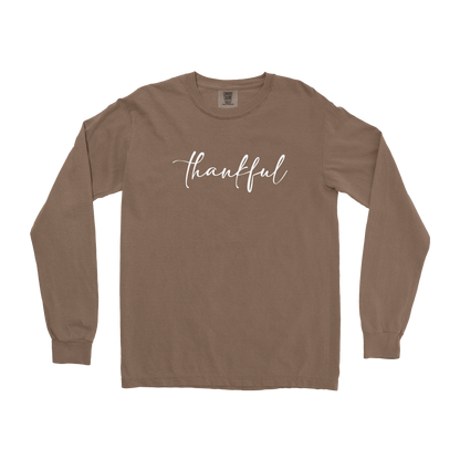 Comfort Colors Long Sleeve Thankful  in Espresso