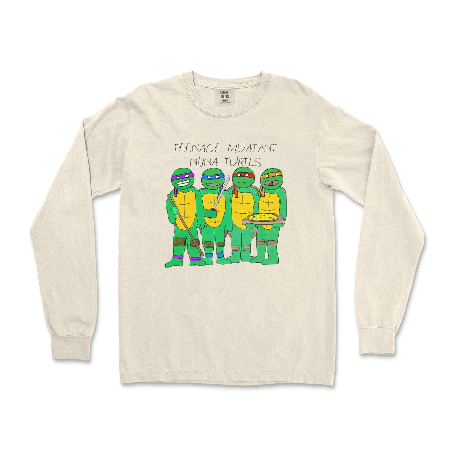 Comfort Colors Long Sleeve Ninja Turtles in Ivory