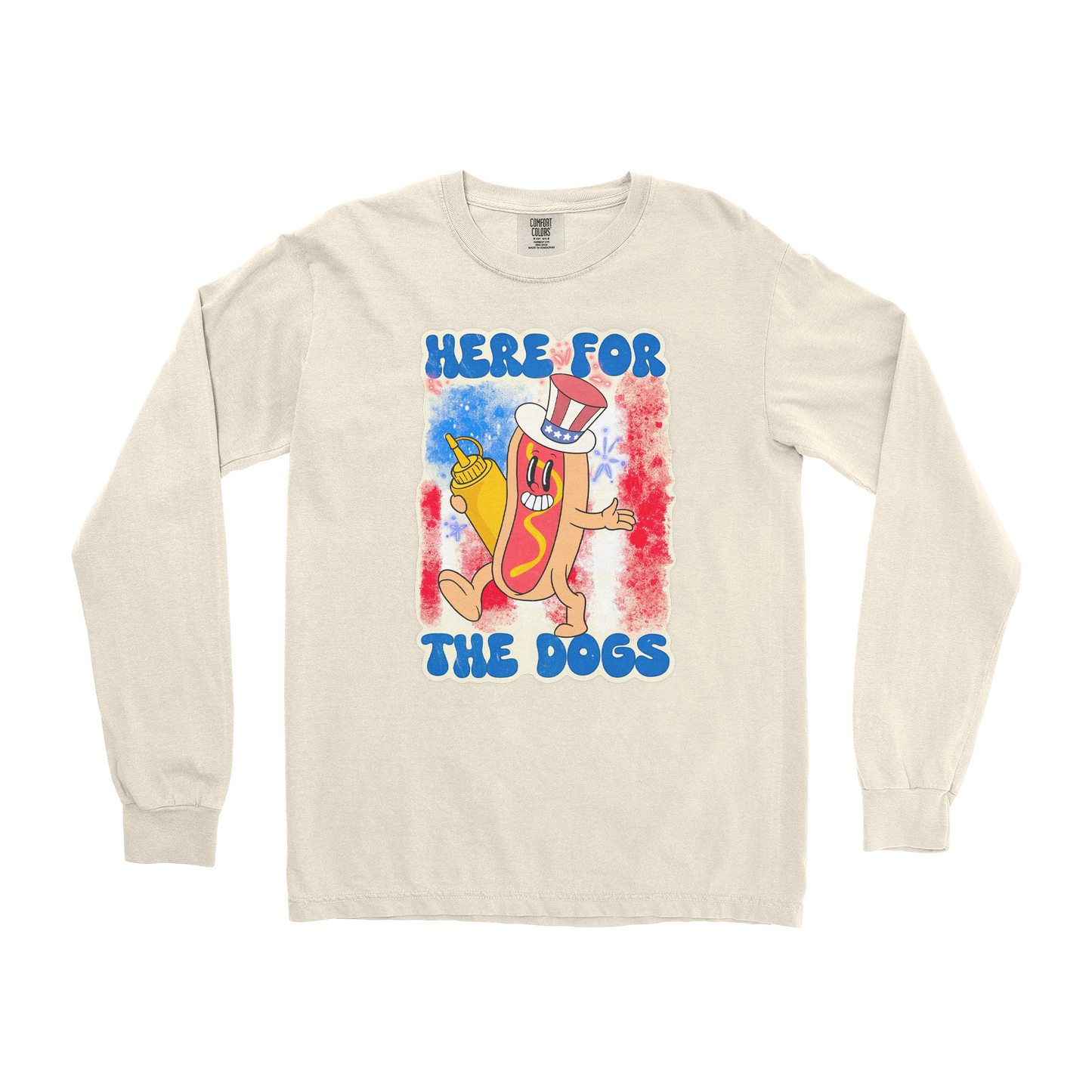 Comfort Colors Long Sleeve Hot Dog in Ivory