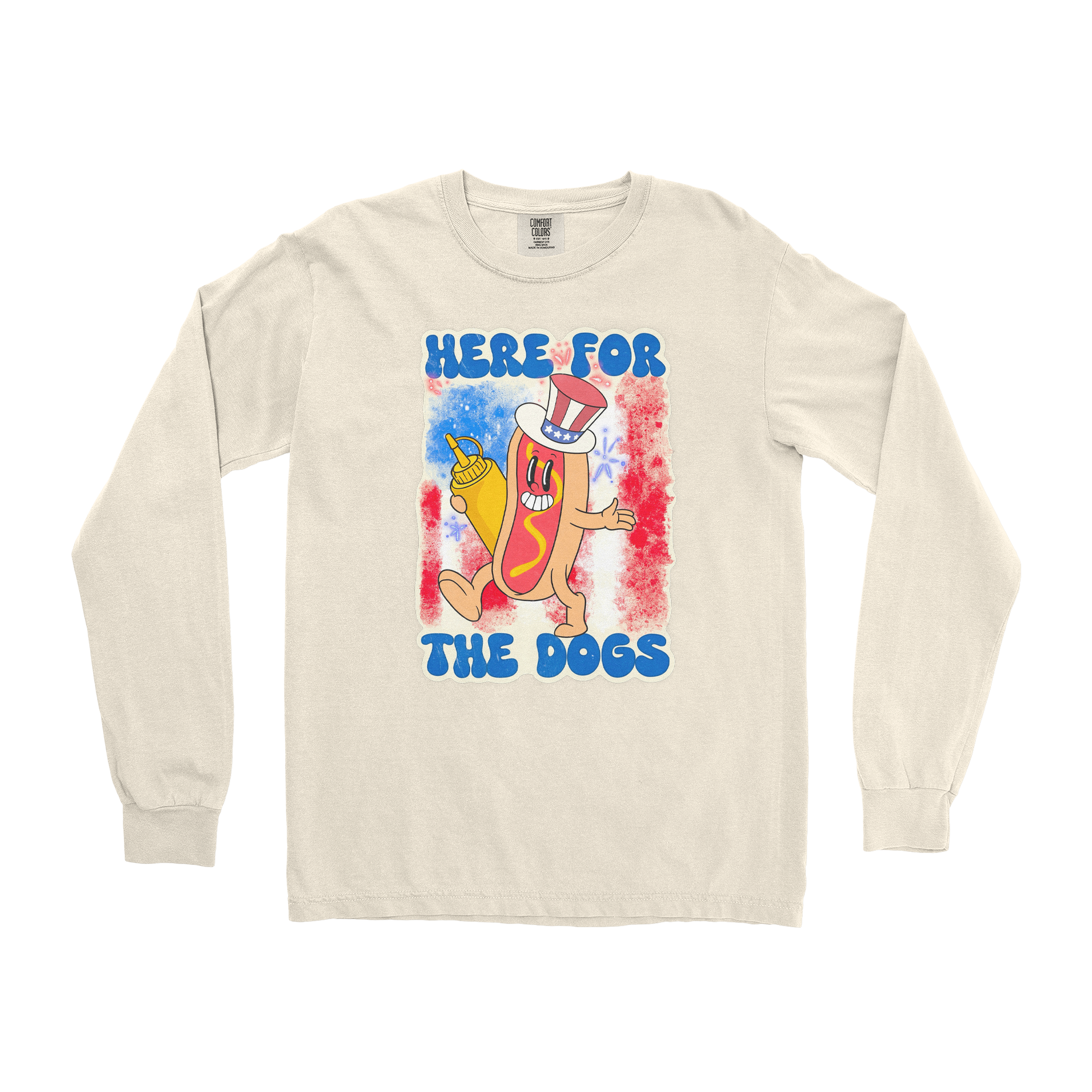Comfort Colors Long Sleeve Hot Dog in Ivory