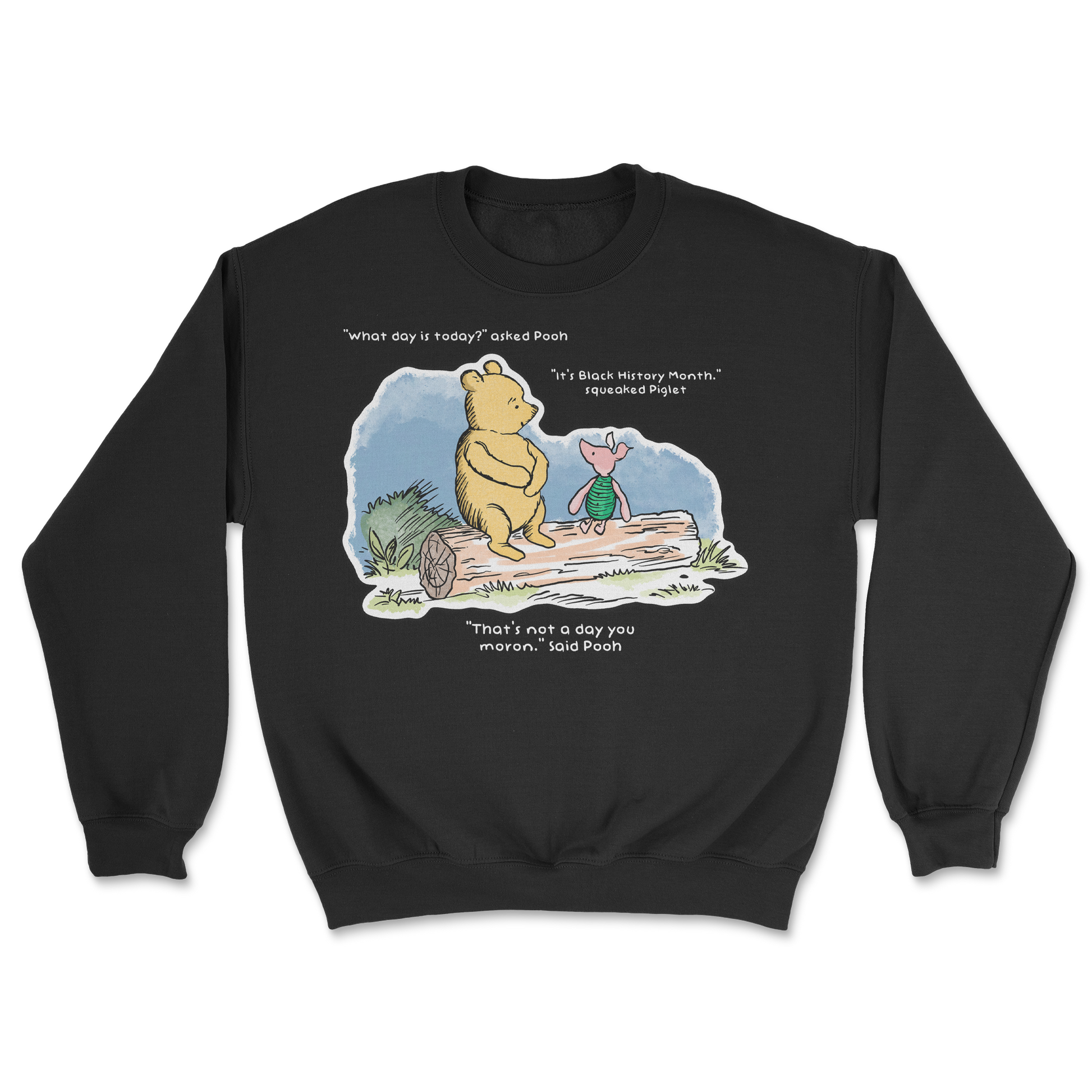 The Nice Shirt Crew Neck Winnie the Pooh  in Black