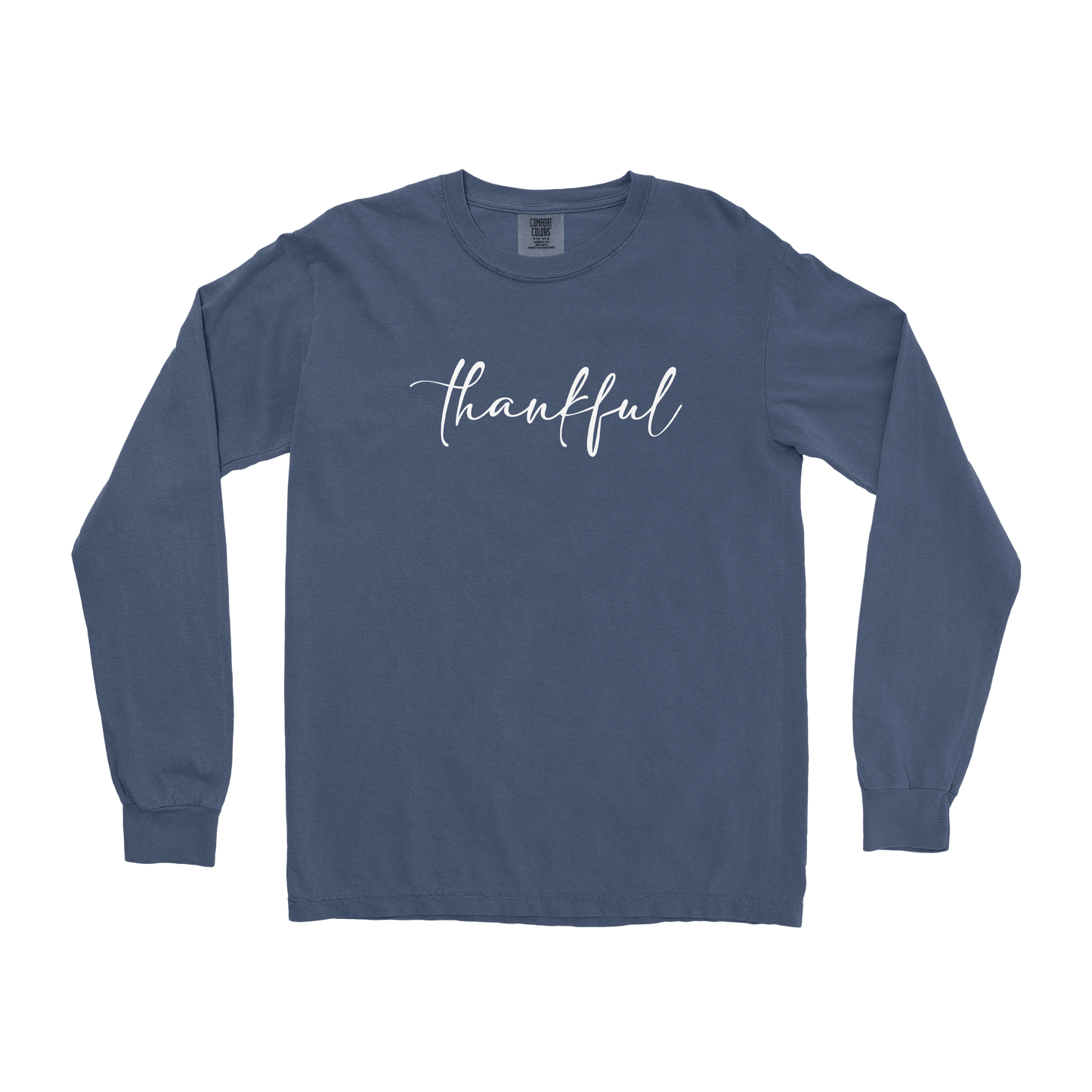 Comfort Colors Long Sleeve Thankful  in Midnight