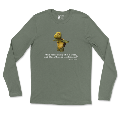 Gildan SoftStyle Long Sleeve Robert Frost Quote in Military Green