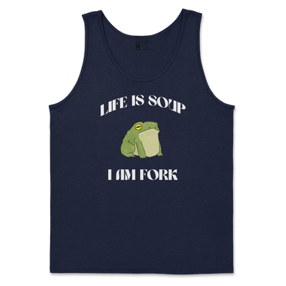 Gildan SoftStyle Tank Top I Am Fork  in Navy