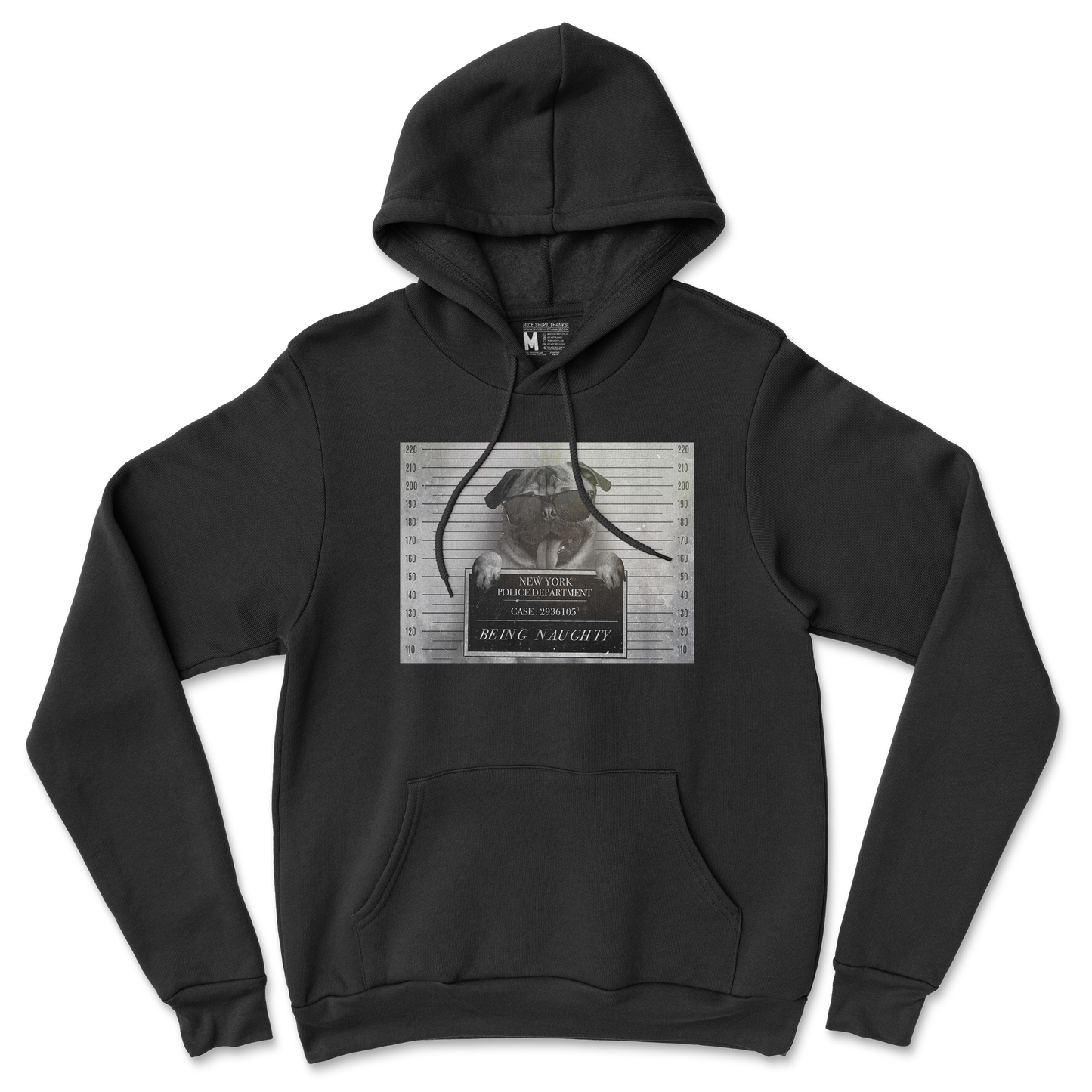 Gildan SoftStyle Hoodie Naughty Pug in Back