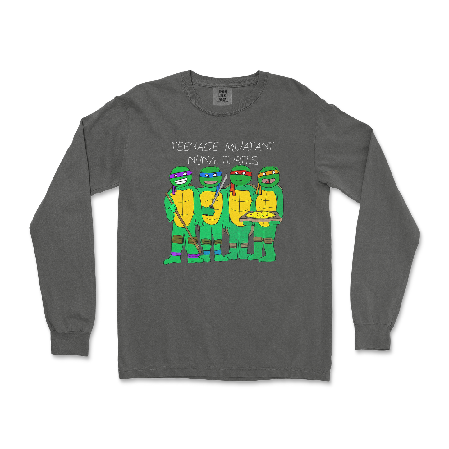 Comfort Colors Long Sleeve Ninja Turtles in Pepper