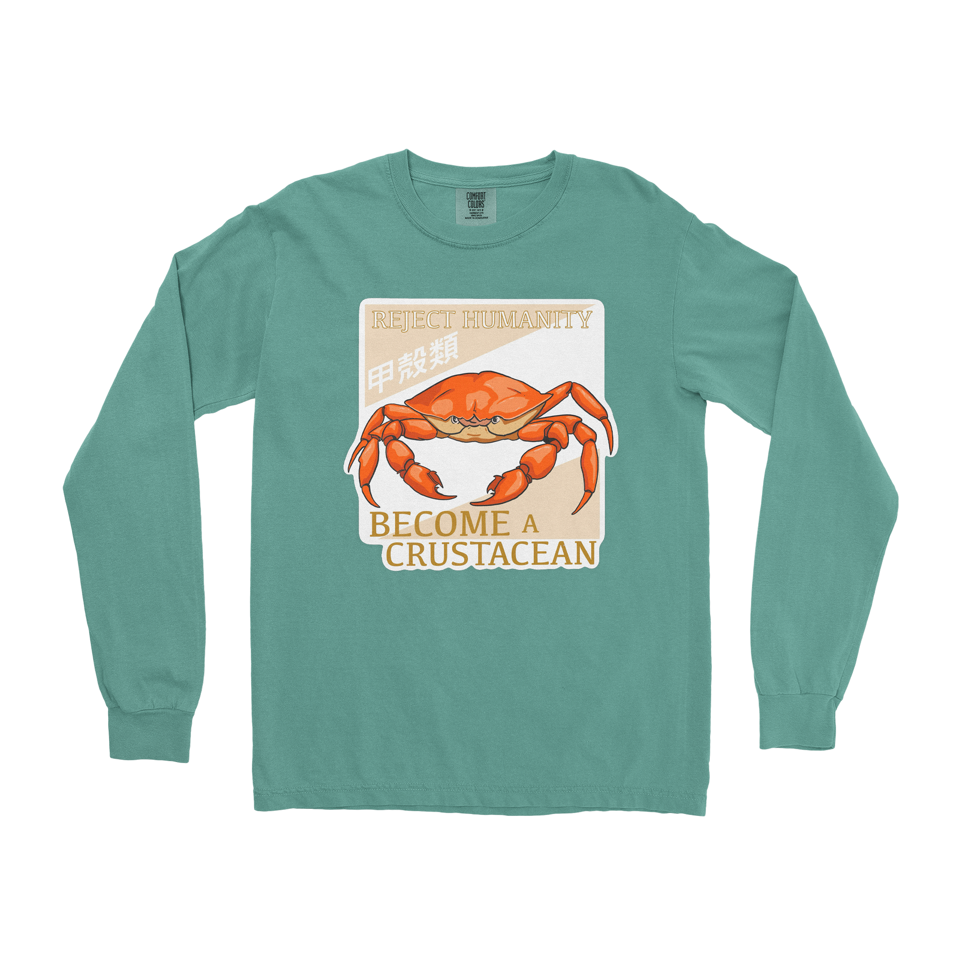 Comfort Colors Long Sleeve Embrace the Crab in Light Green