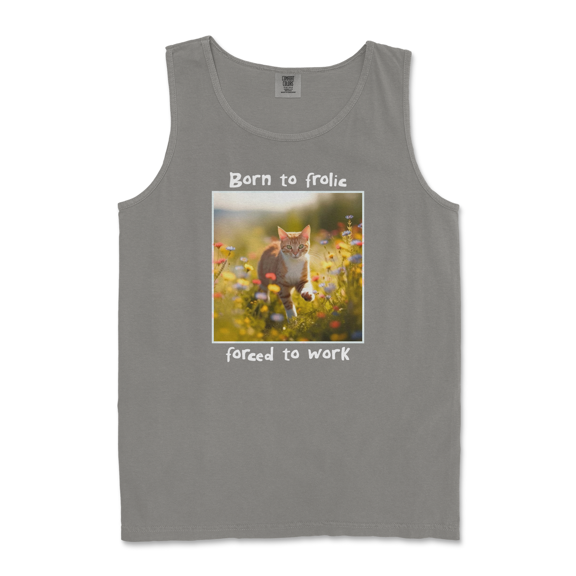 Comfort Colors Tank Top Born to Frolic  in Grey