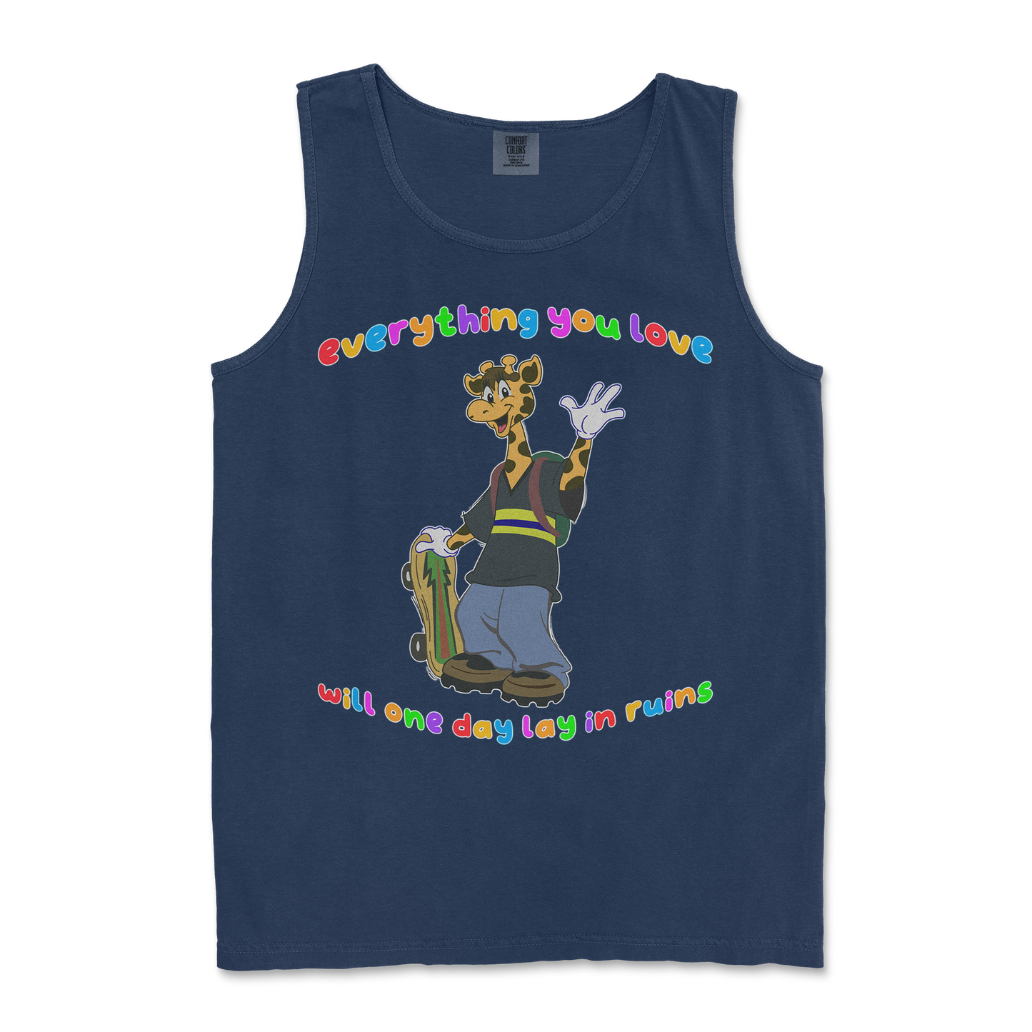 Comfort Colors Tank Top Jerry the Giraffe in TrueNavy