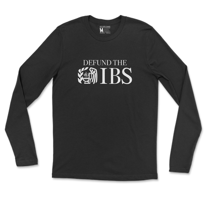 Gildan SoftStyle Long Sleeve Defund The IBS in Black