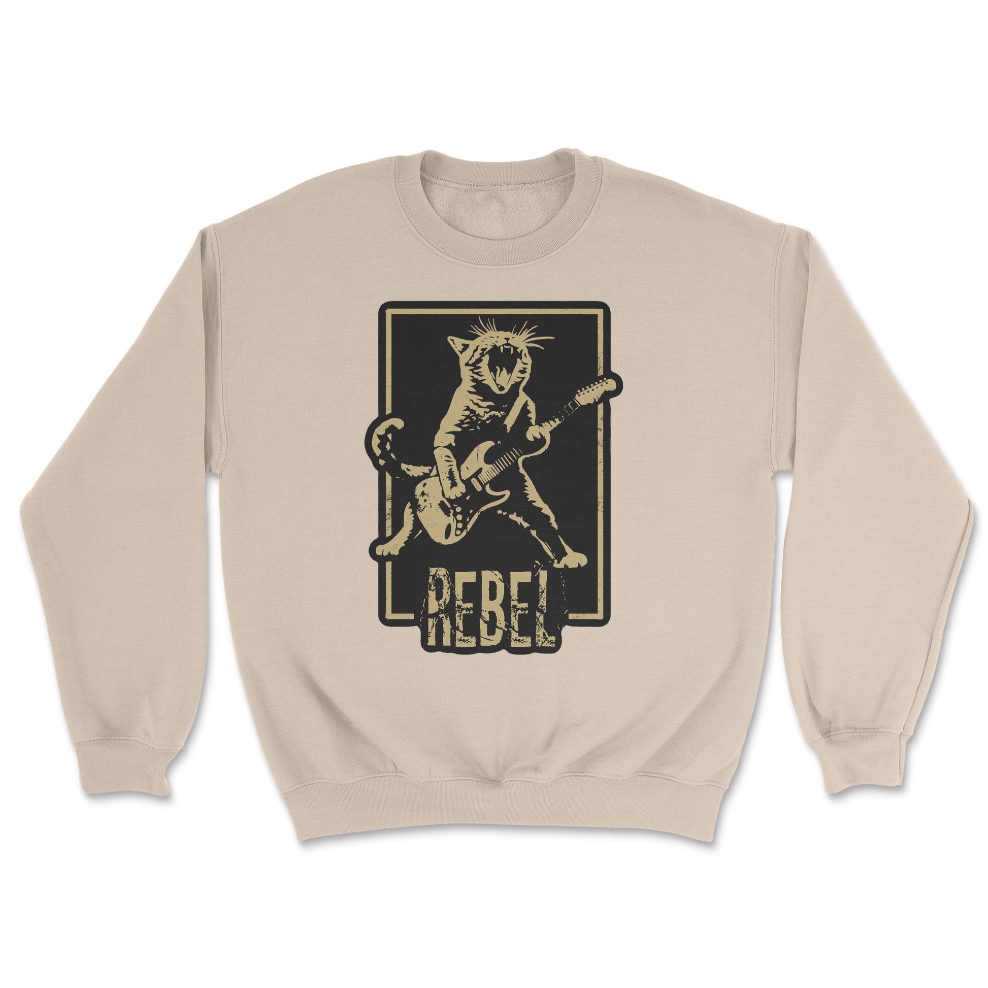 Heavy Blend Crew Neck Rebel Kitty in Sand