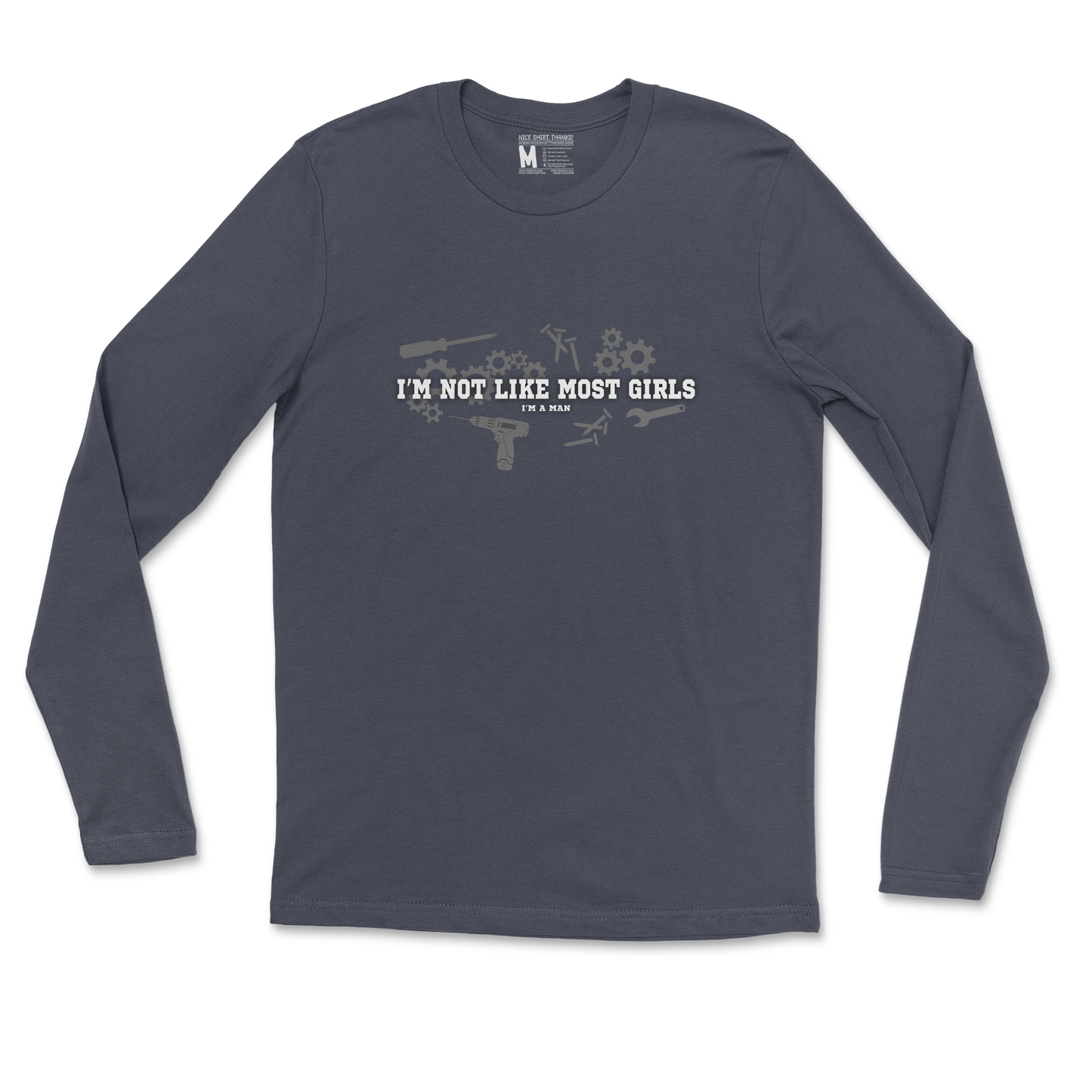 Gildan SoftStyle Long Sleeve Not Like Most Girls in Navy