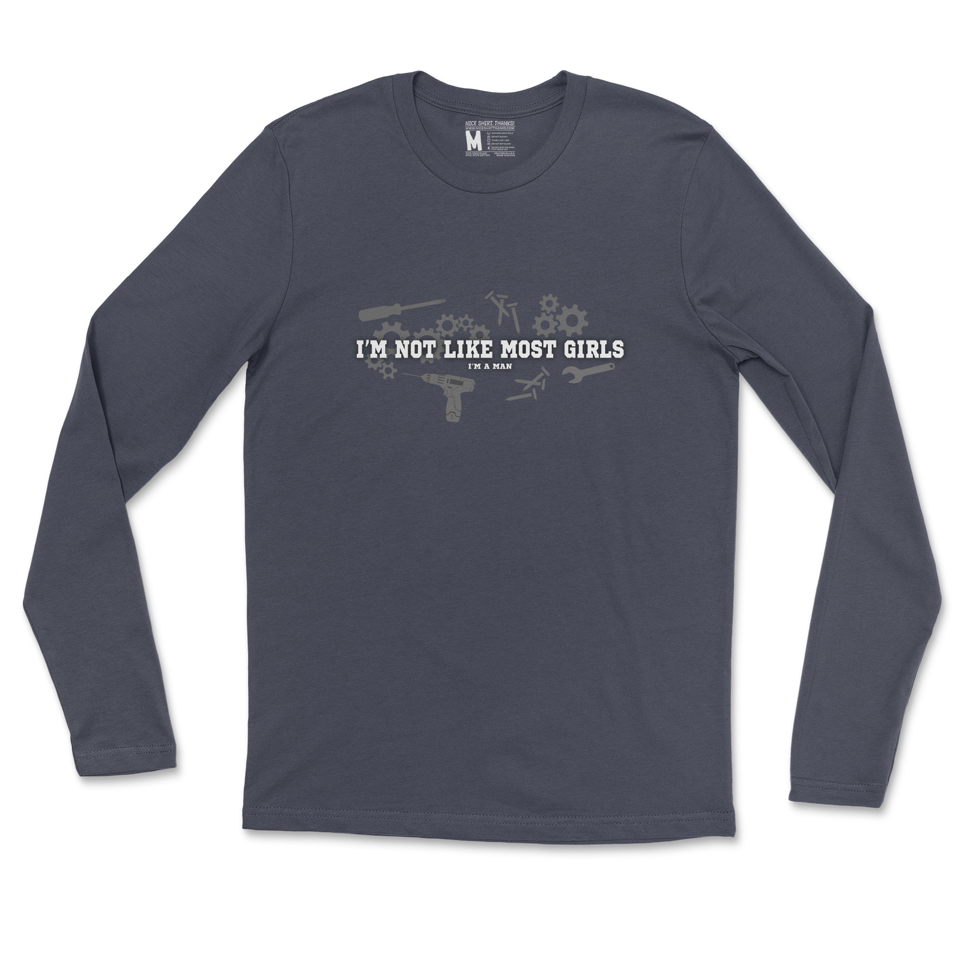 Gildan SoftStyle Long Sleeve Not Like Most Girls in Navy