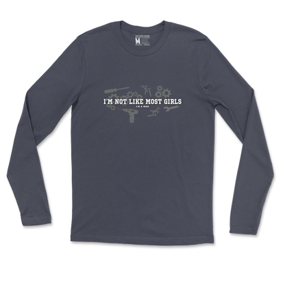 Gildan SoftStyle Long Sleeve Not Like Most Girls in Navy