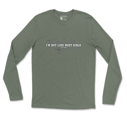 Gildan SoftStyle Long Sleeve Not Like Most Girls in Military Green