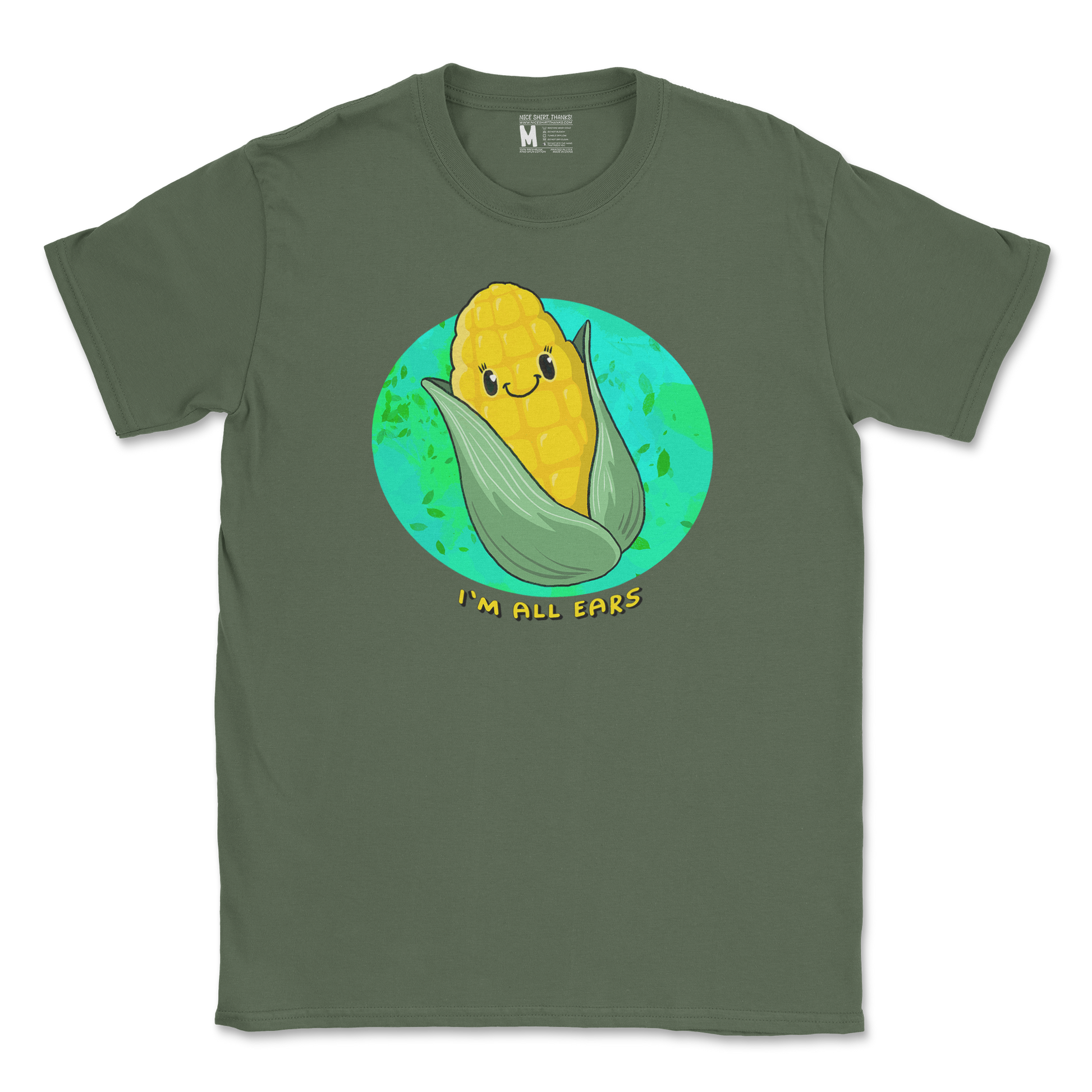 Gildan SoftStyle T-Shirt Mmm Corn in Military Green