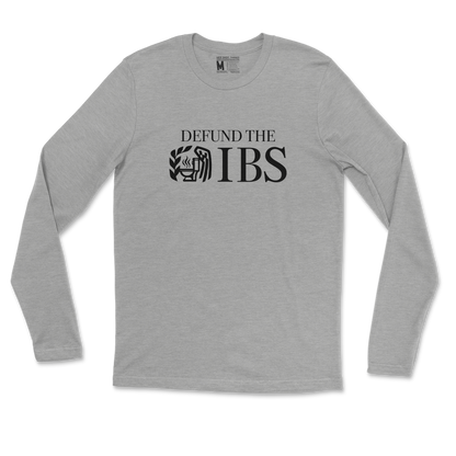 Gildan SoftStyle Long Sleeve Defund The IBS in Sports Grey