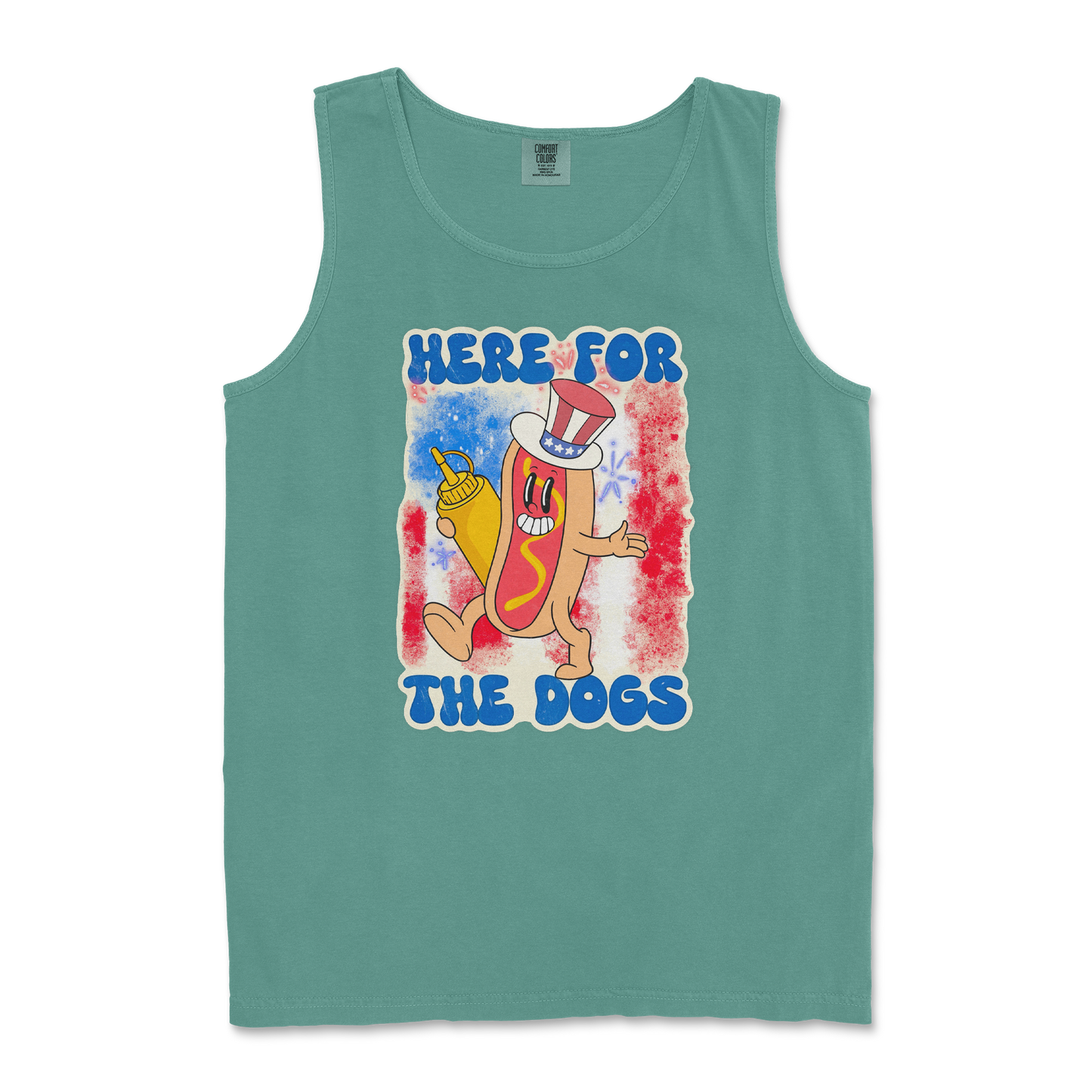 Comfort Colors Tank Top Hot Dog in Light Green