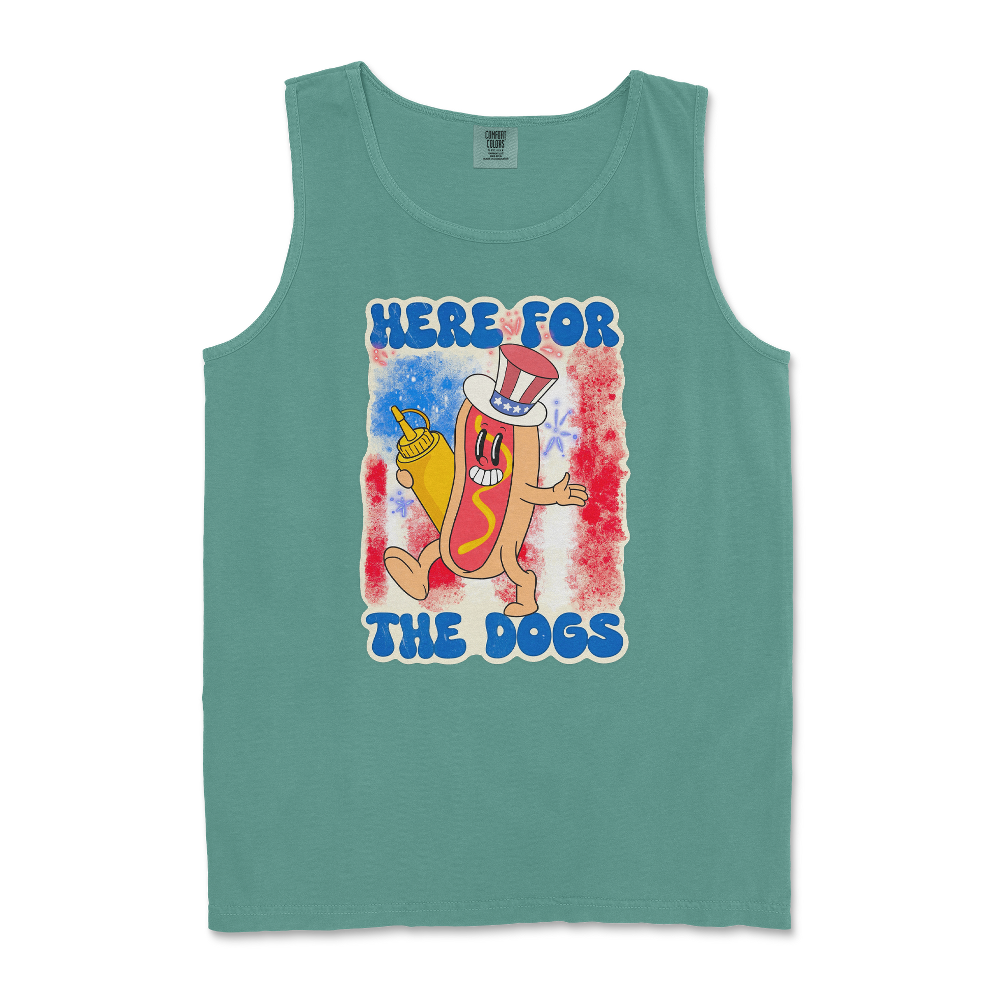 Comfort Colors Tank Top Hot Dog in Light Green