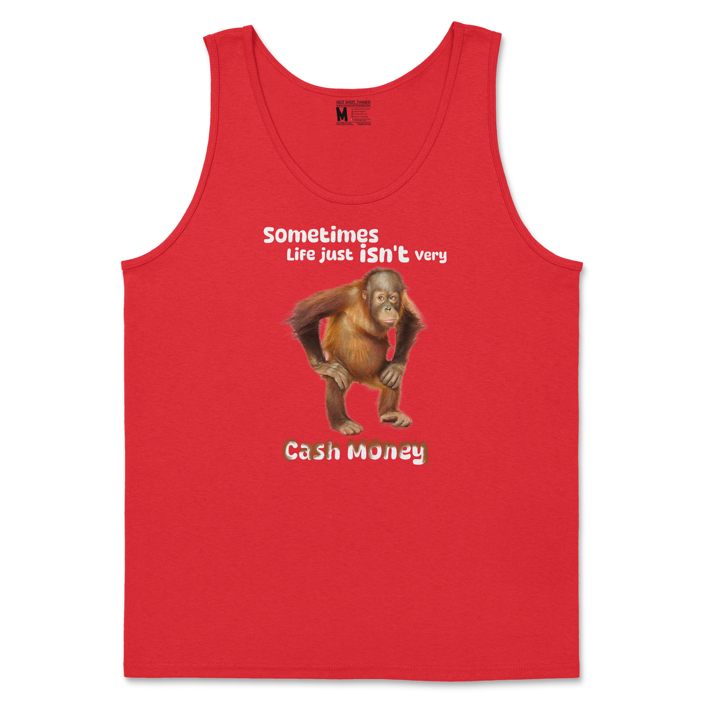 Gildan SoftStyle Tank Top Cash Money Monkey  in Red