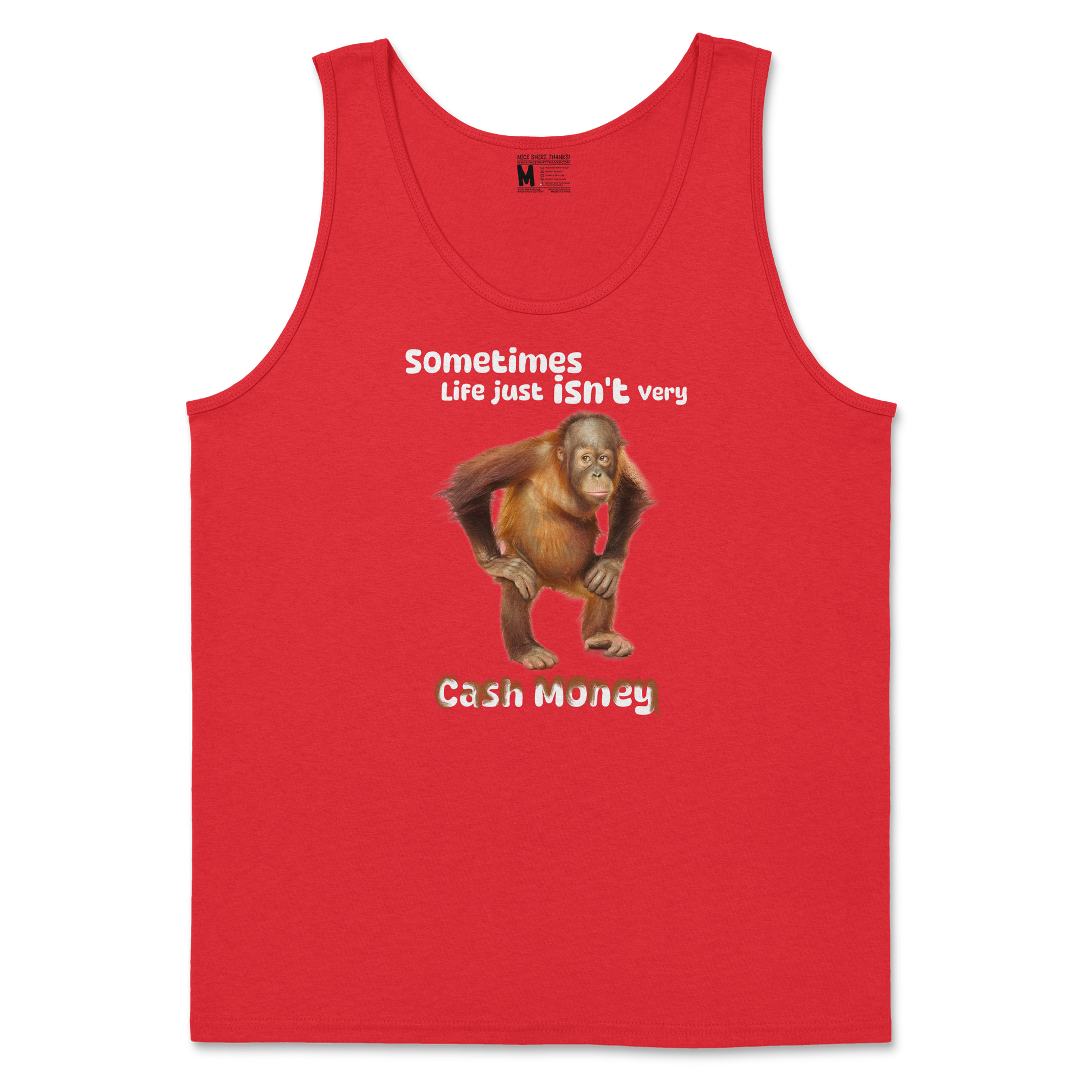 Gildan SoftStyle Tank Top Cash Money Monkey  in Red