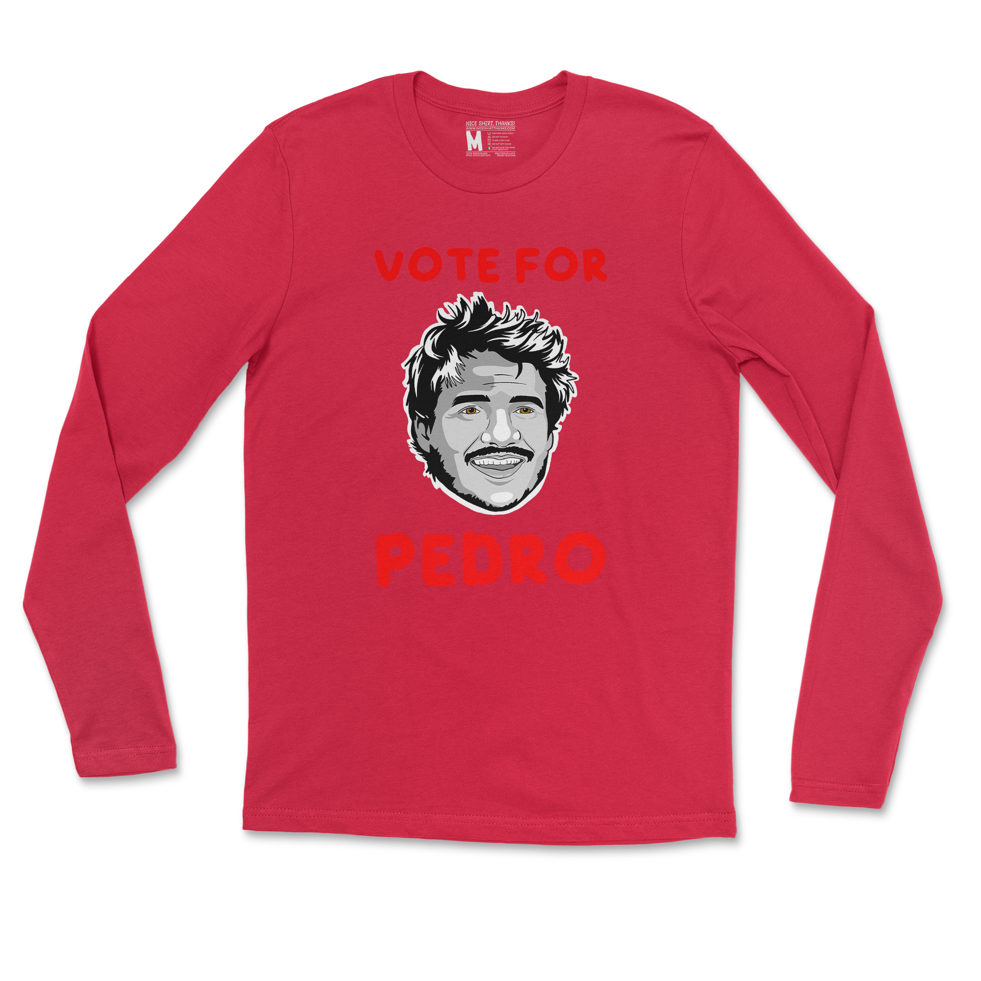 Gildan SoftStyle Long Sleeve Vote For Pedro in Red