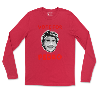 Gildan SoftStyle Long Sleeve Vote For Pedro in Red