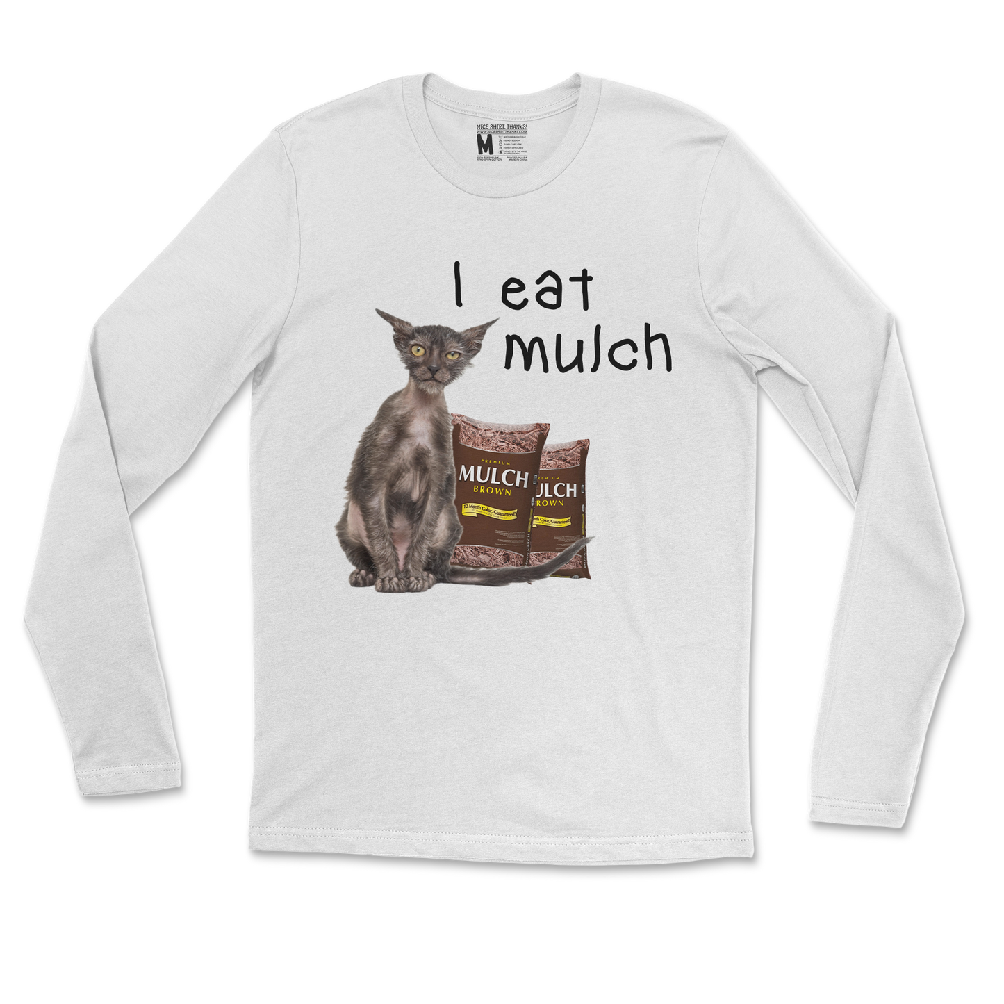 Gildan SoftStyle Long Sleeve I Eat Mulch in White