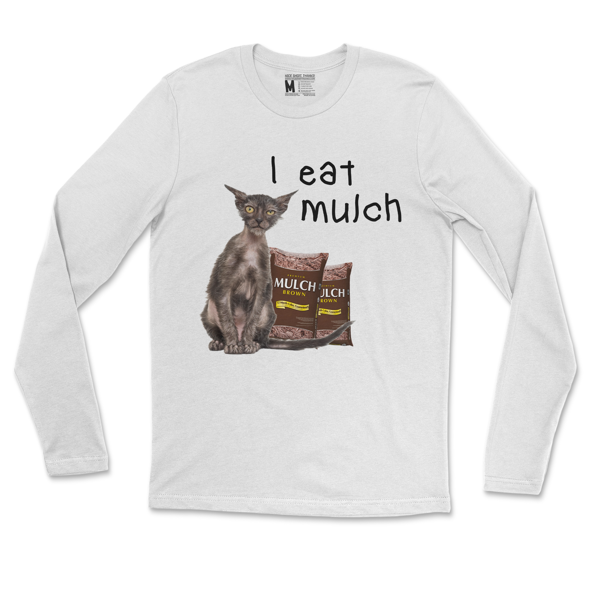 Gildan SoftStyle Long Sleeve I Eat Mulch in White