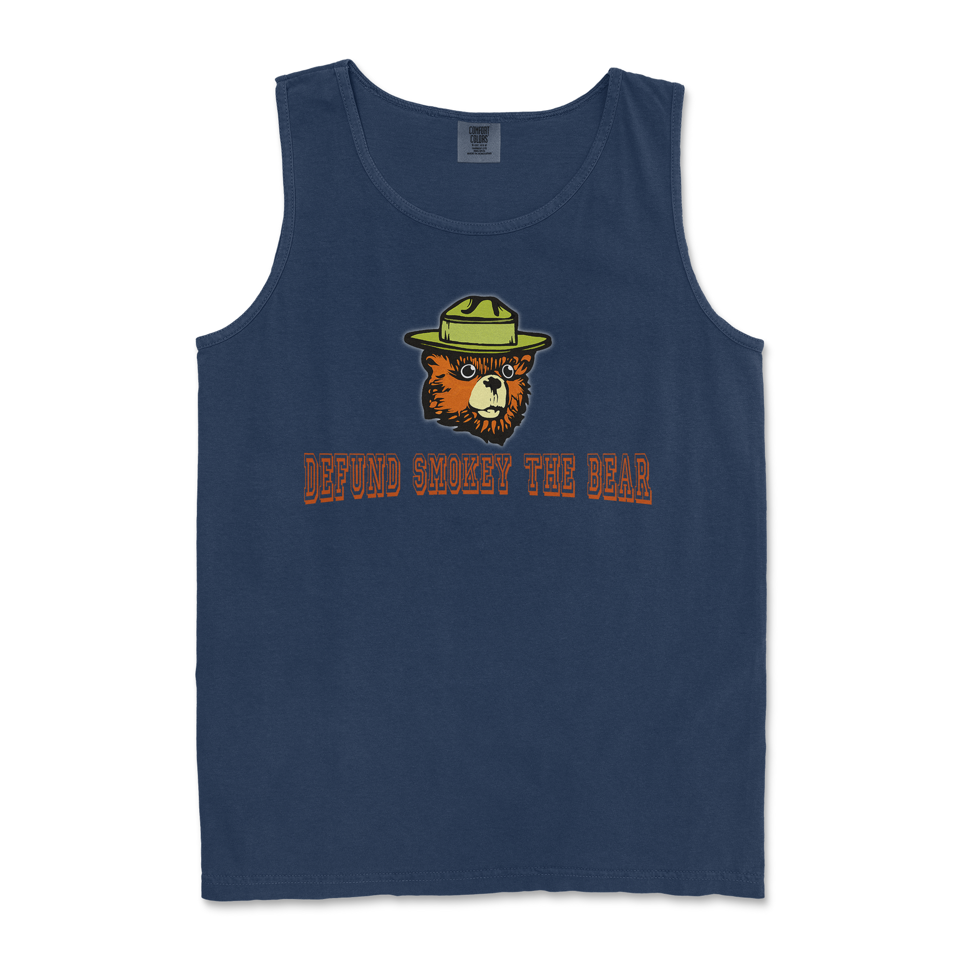 Comfort Colors Tank Top Defund Smokey Bear in True Navy
