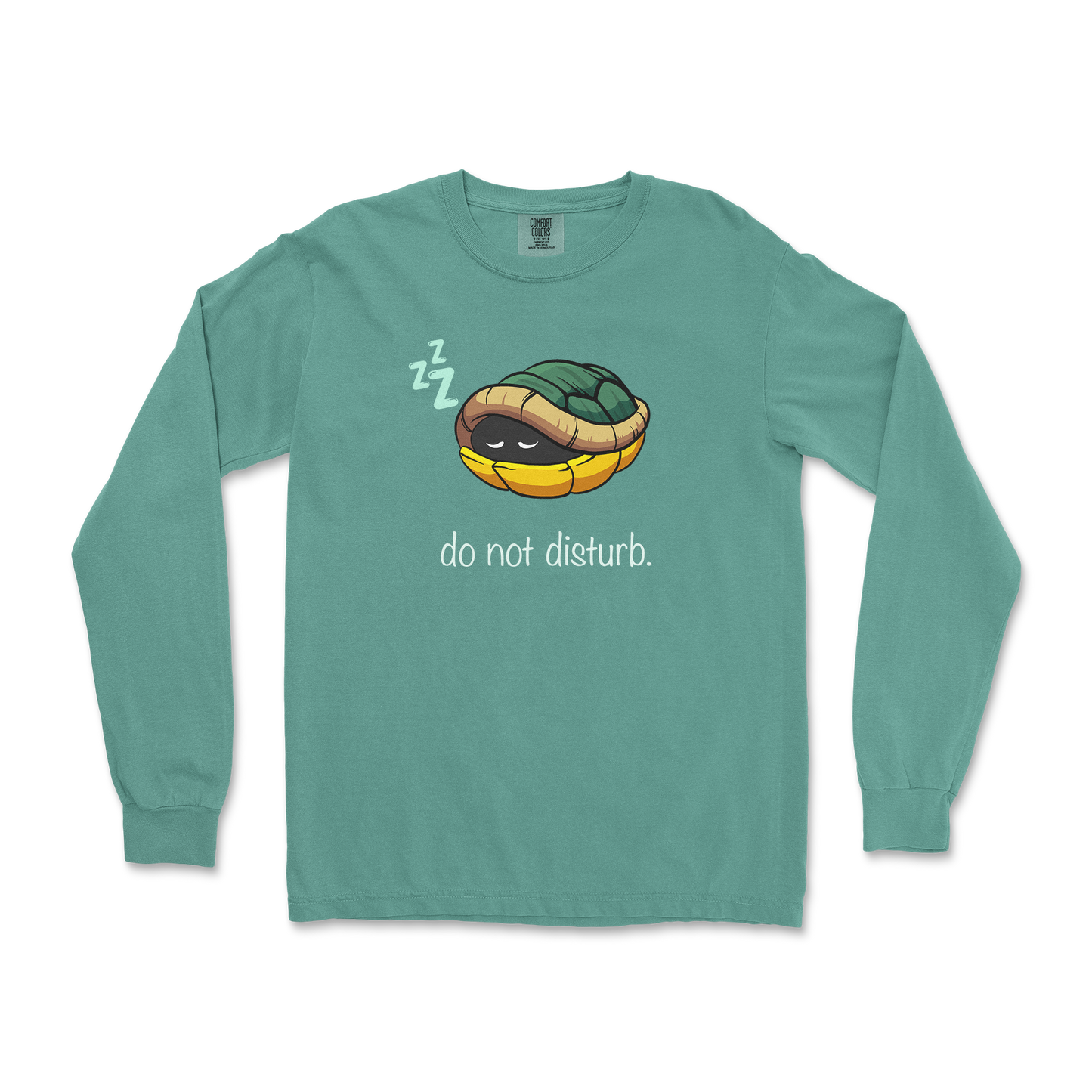 Comfort Colors Long Sleeve Sleepin Turtle in LightGreen