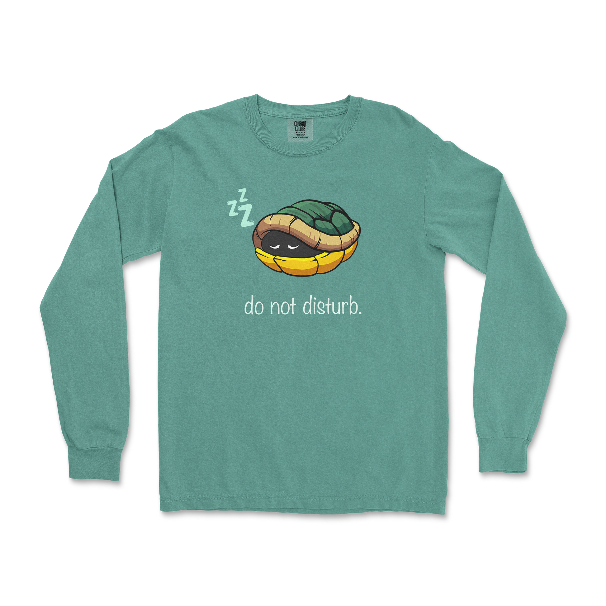 Comfort Colors Long Sleeve Sleepin Turtle in LightGreen