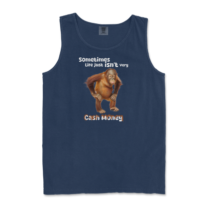 Comfort Colors Tank Top Cash Money Monkey  in True-Navy