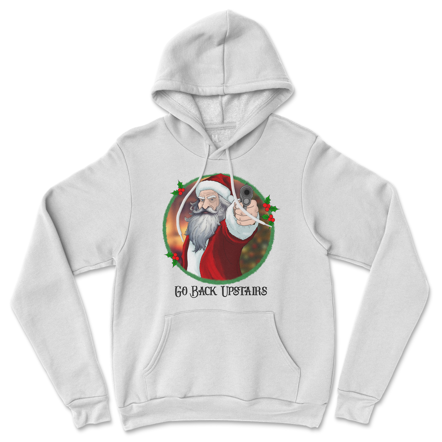 Gildan SoftStyle Hoodie Angry Santa  in White