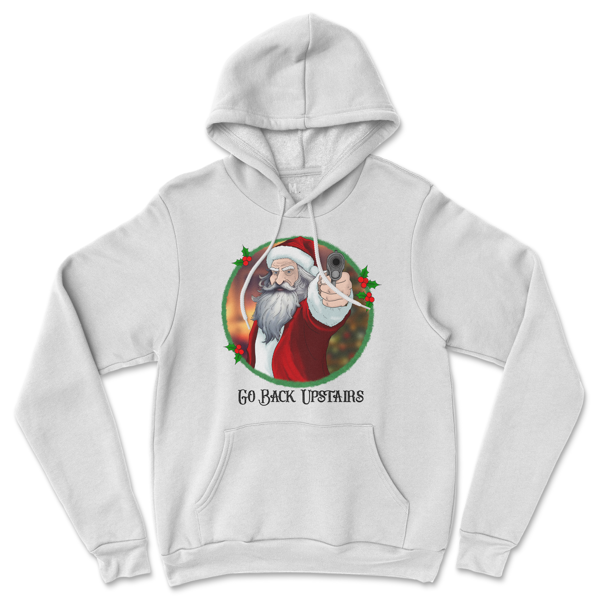 Gildan SoftStyle Hoodie Angry Santa  in White