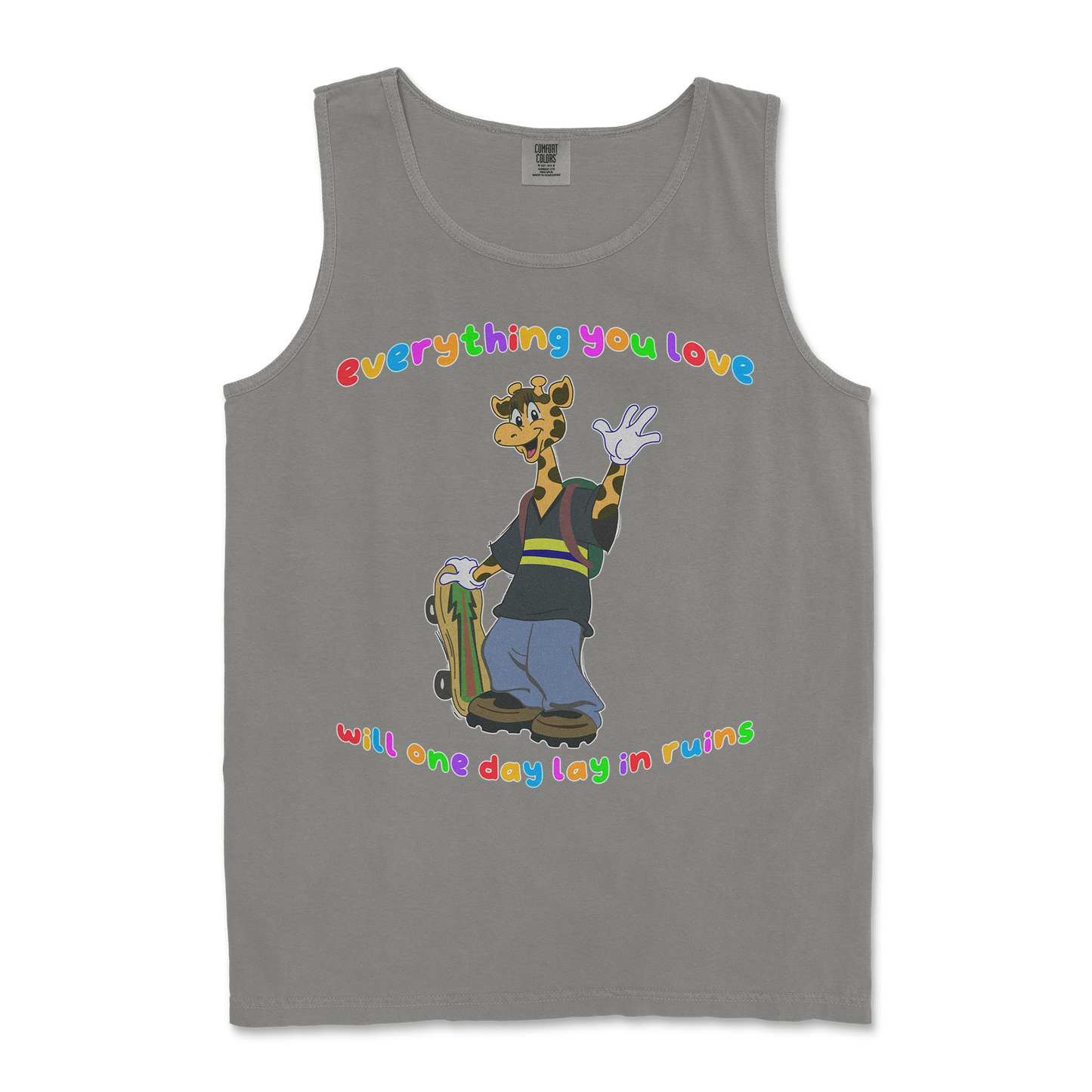 Comfort Colors Tank Top Jerry the Giraffe in Grey