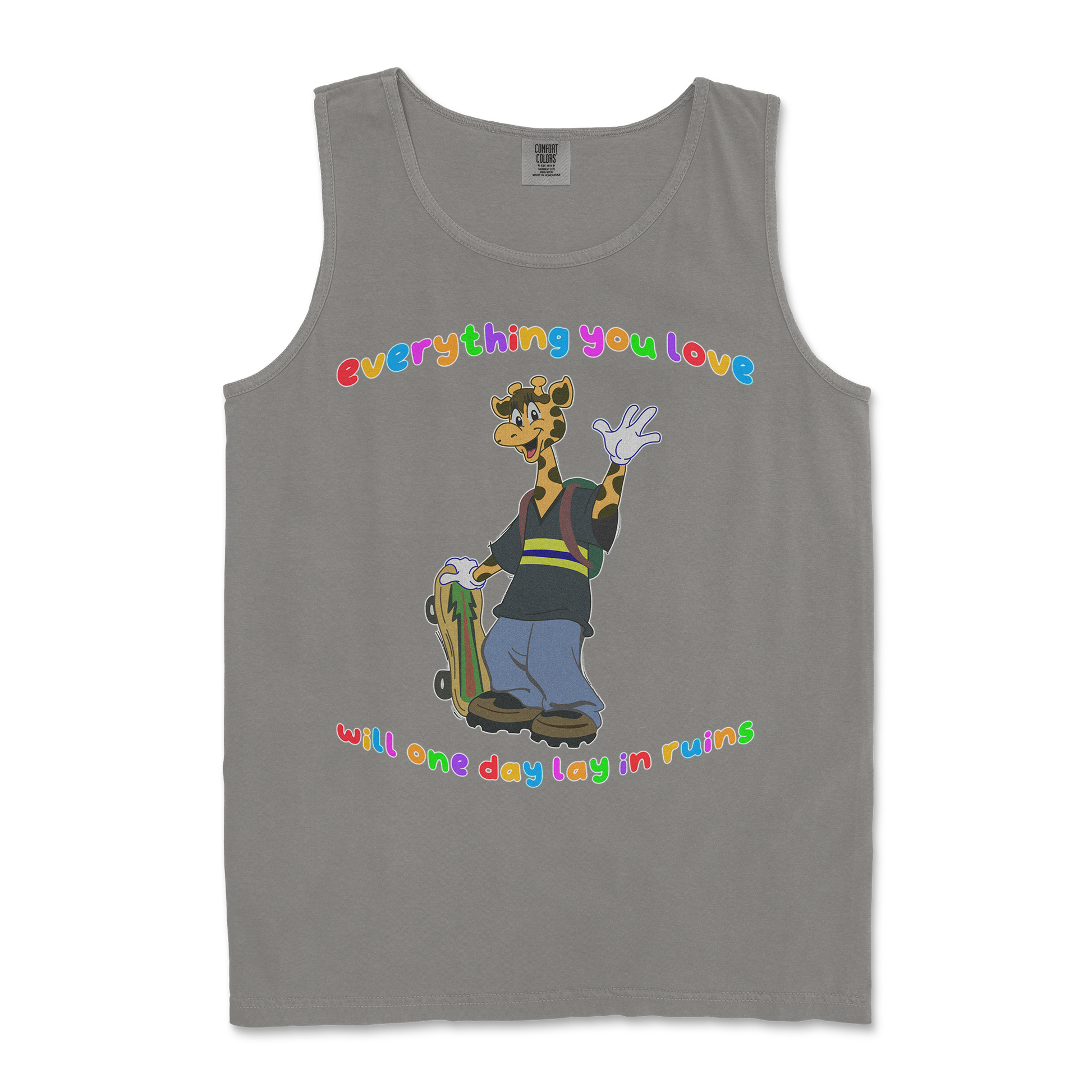 Comfort Colors Tank Top Jerry the Giraffe in Grey