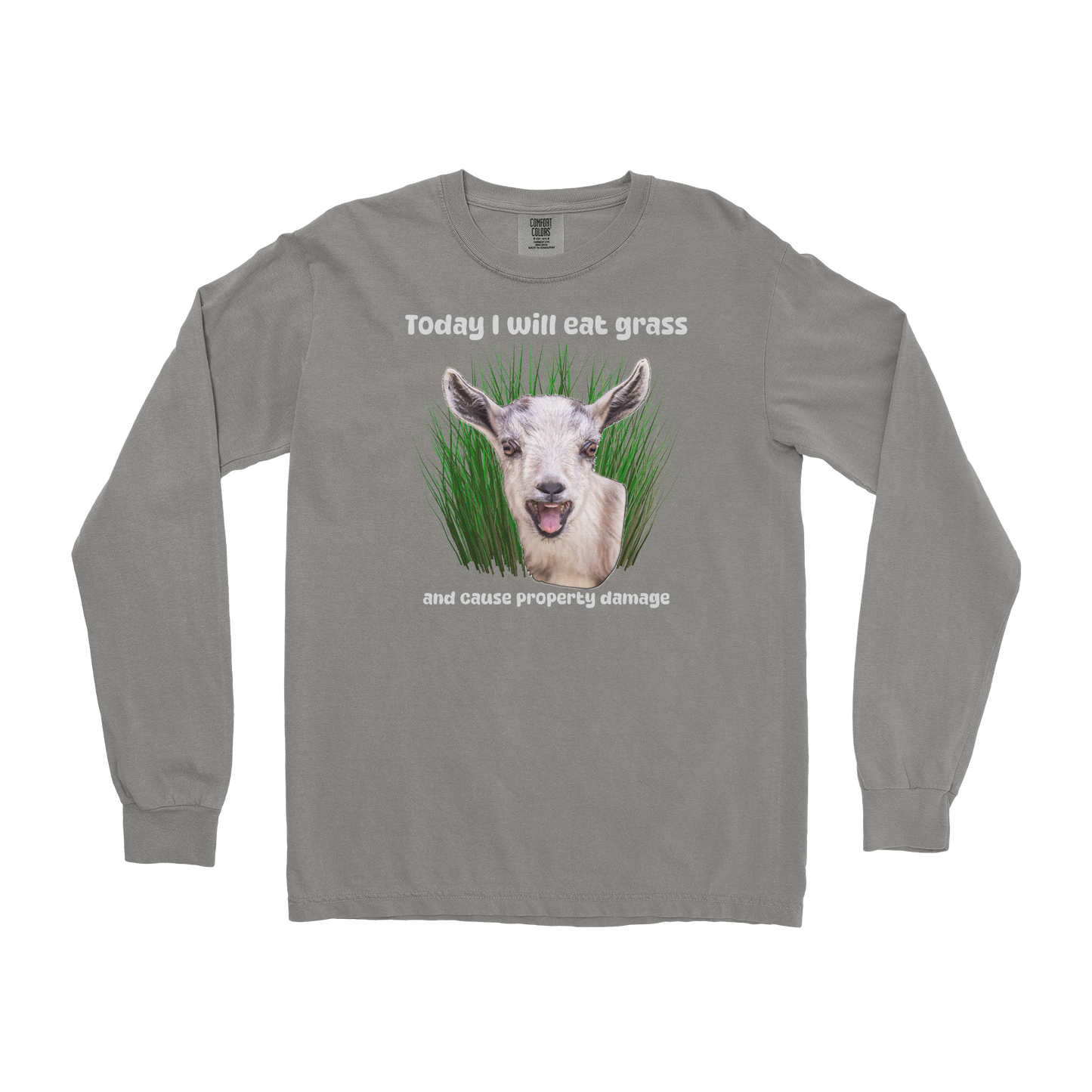 Comfort Colors Long Sleeve Crazy Goat  in Grey