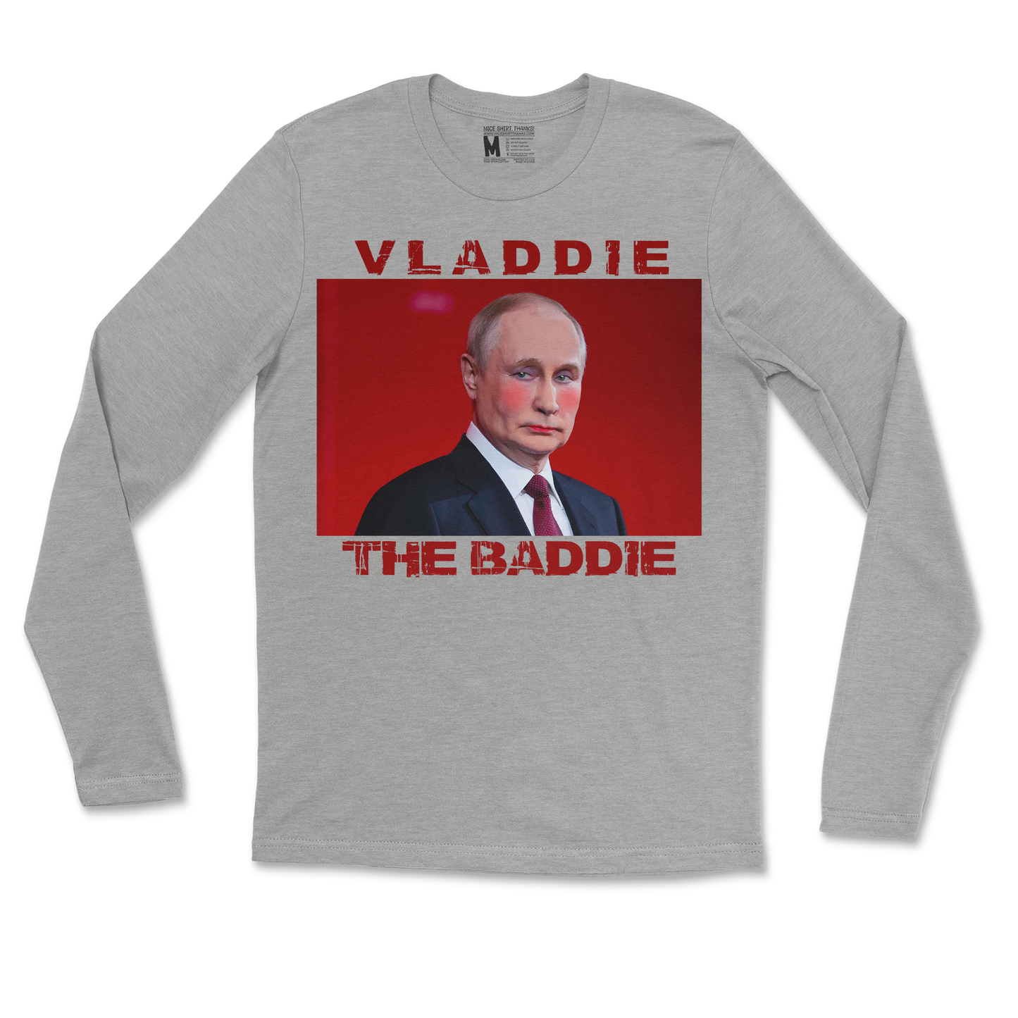 Gildan SoftStyle Long Sleeve Vladdie The Baddie in Sports Grey