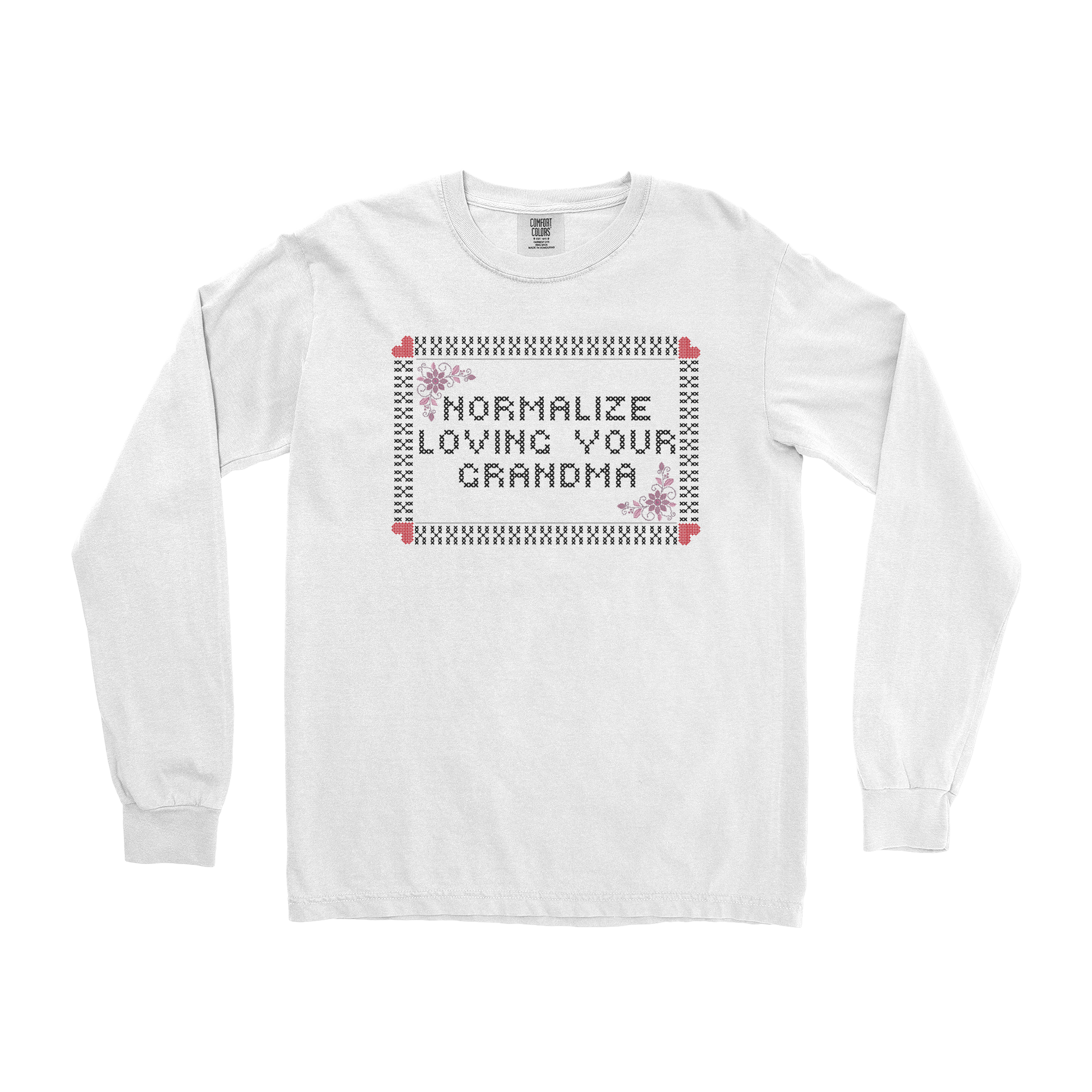 Comfort Colors Long Sleeve Cross Stitch in White
