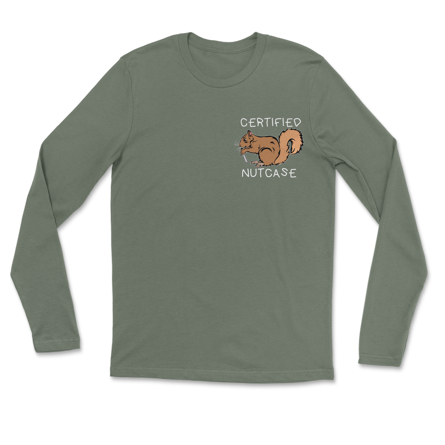 The Nice Shirt Long Sleeve Nutcase  in Military-Green