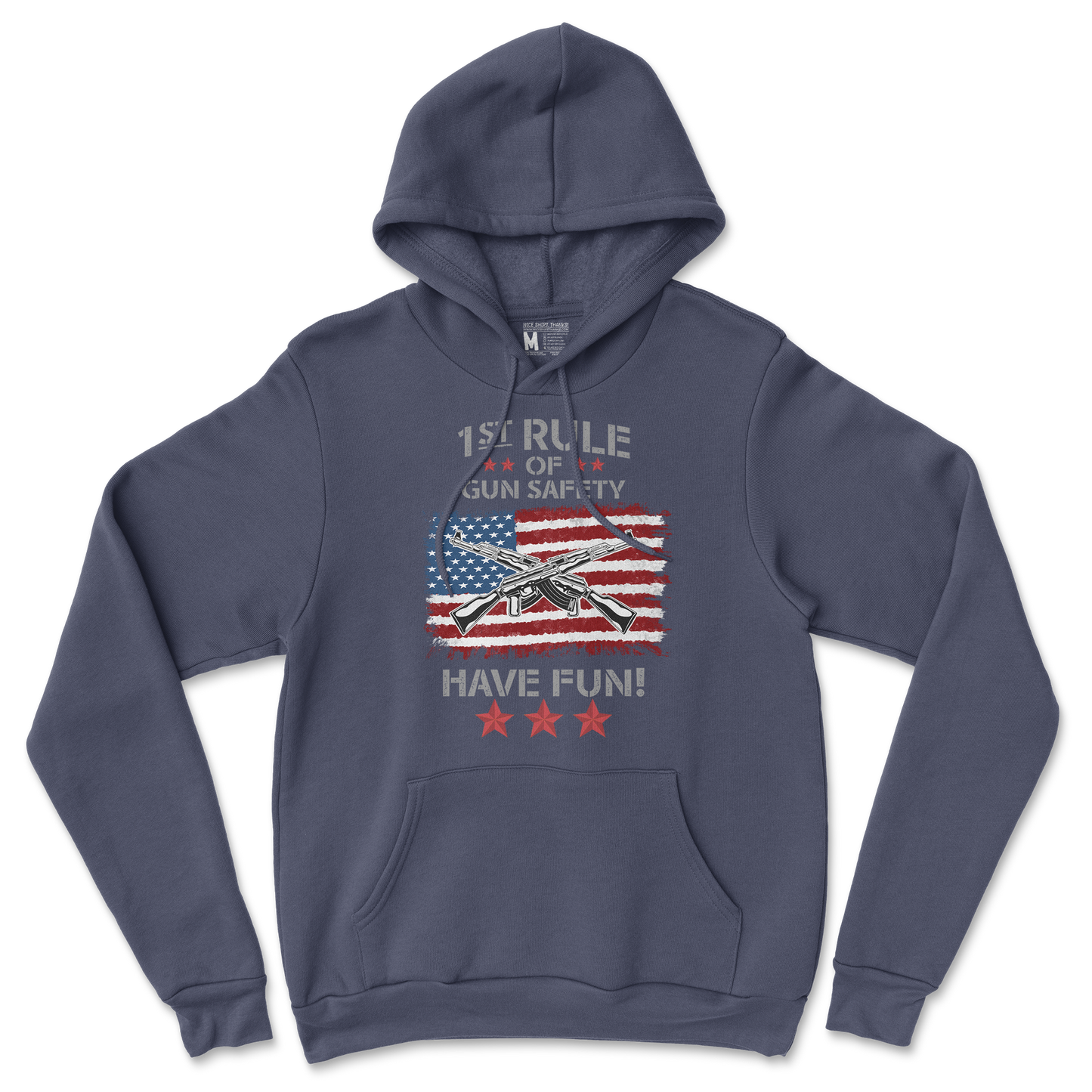 Gildan SoftStyle Hoodie 1st Rule of Gun Safety in Navy